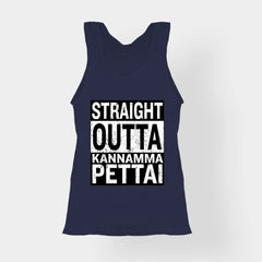 Straight Outta Kannamma Pettai Women's Tank Top in Navy Blue Color