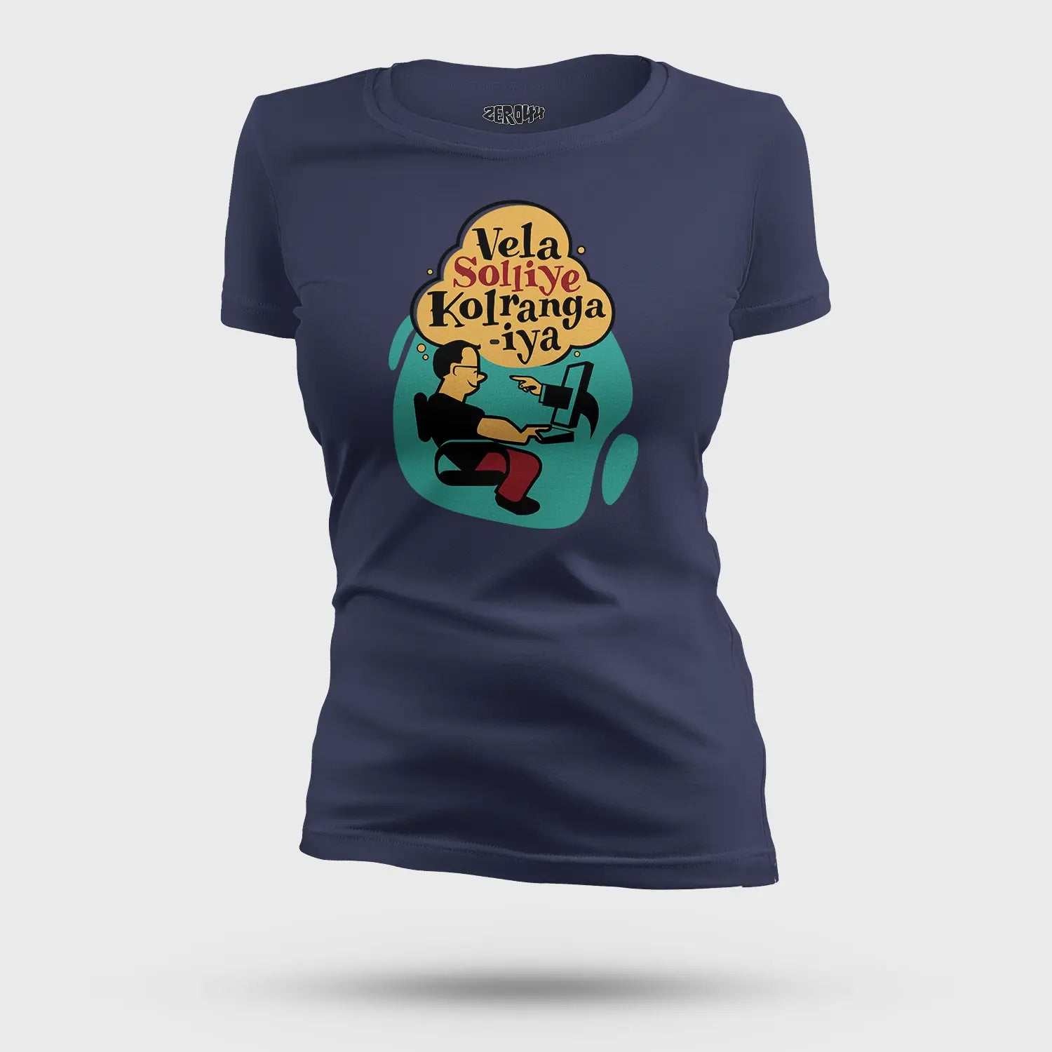 Vela Soliye Kolrangaiya Women's T-Shirt in Navy Blue Color