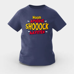Naan Apudiye Shoooock Aayitten Girls Round Neck T-Shirt in Navy Blue Color