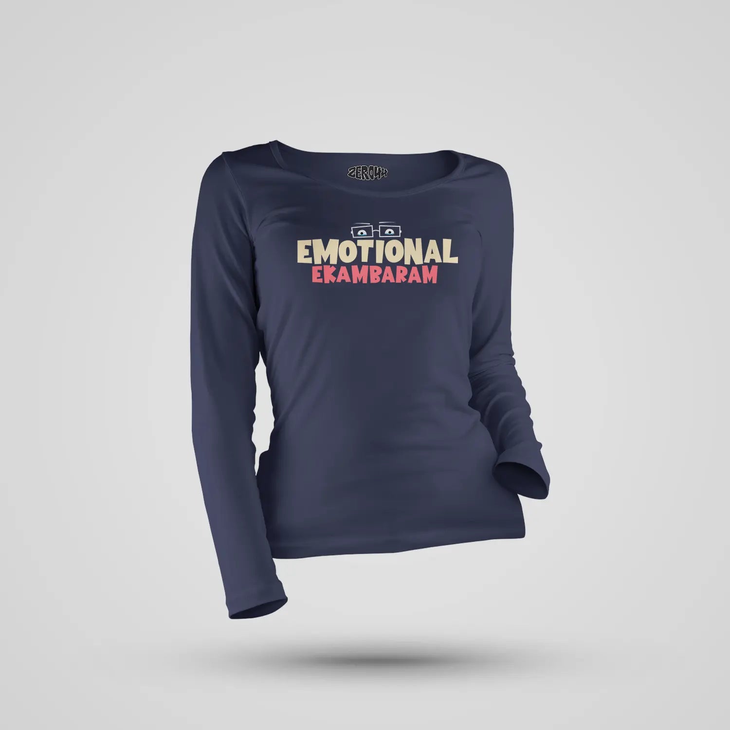 Emotional Ekambaram Women's Long Sleeve T-Shirt in Navy Blue Color