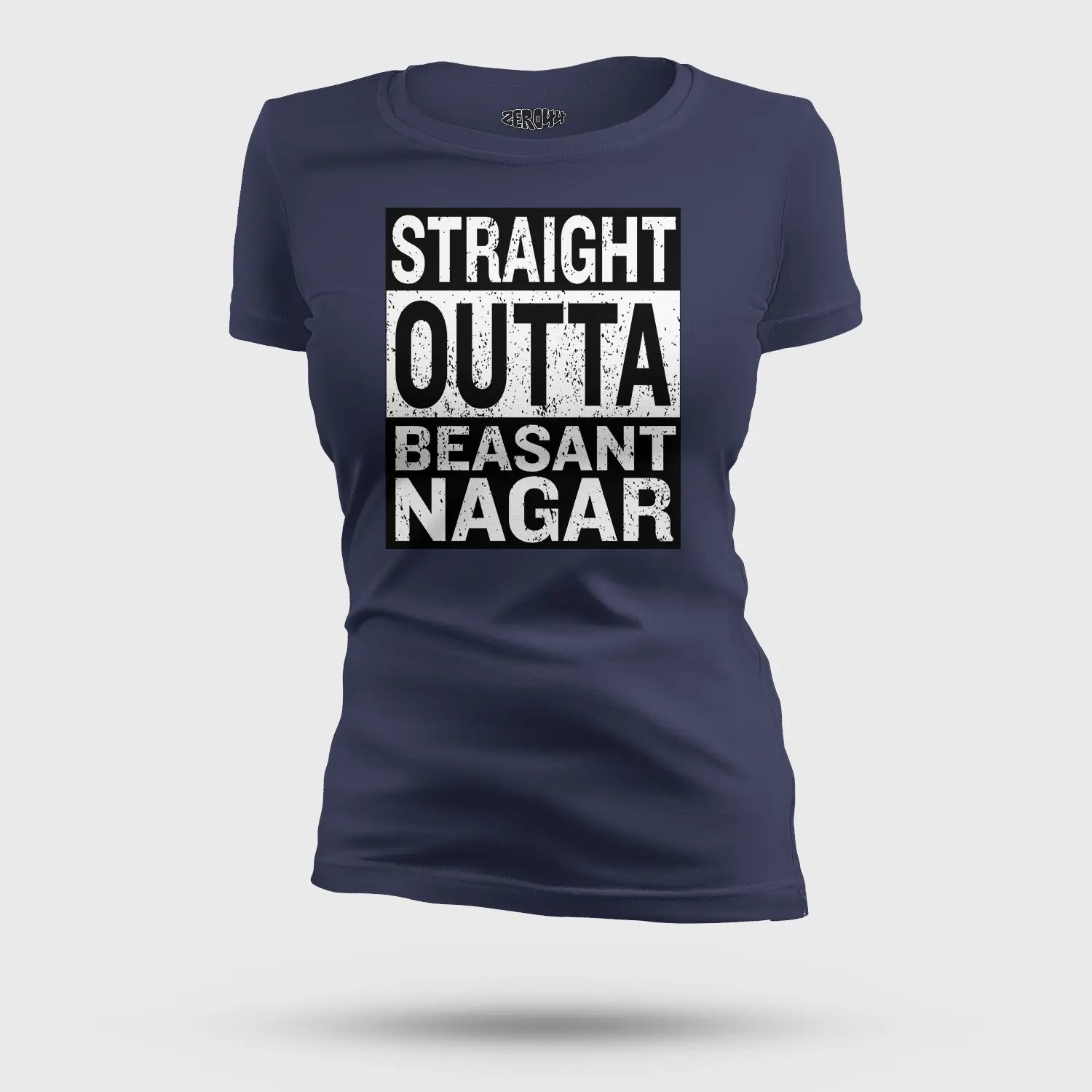 Straight Outta Beasant Nagar Women's T-Shirt in Navy Blue Color