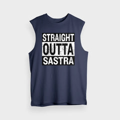 Straight Outta Sastra Men/Unisex Tank Top in Navy Blue Color