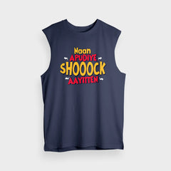 Naan Apudiye Shoooock Aayitten Men/Unisex Tank Top in Navy Blue Color