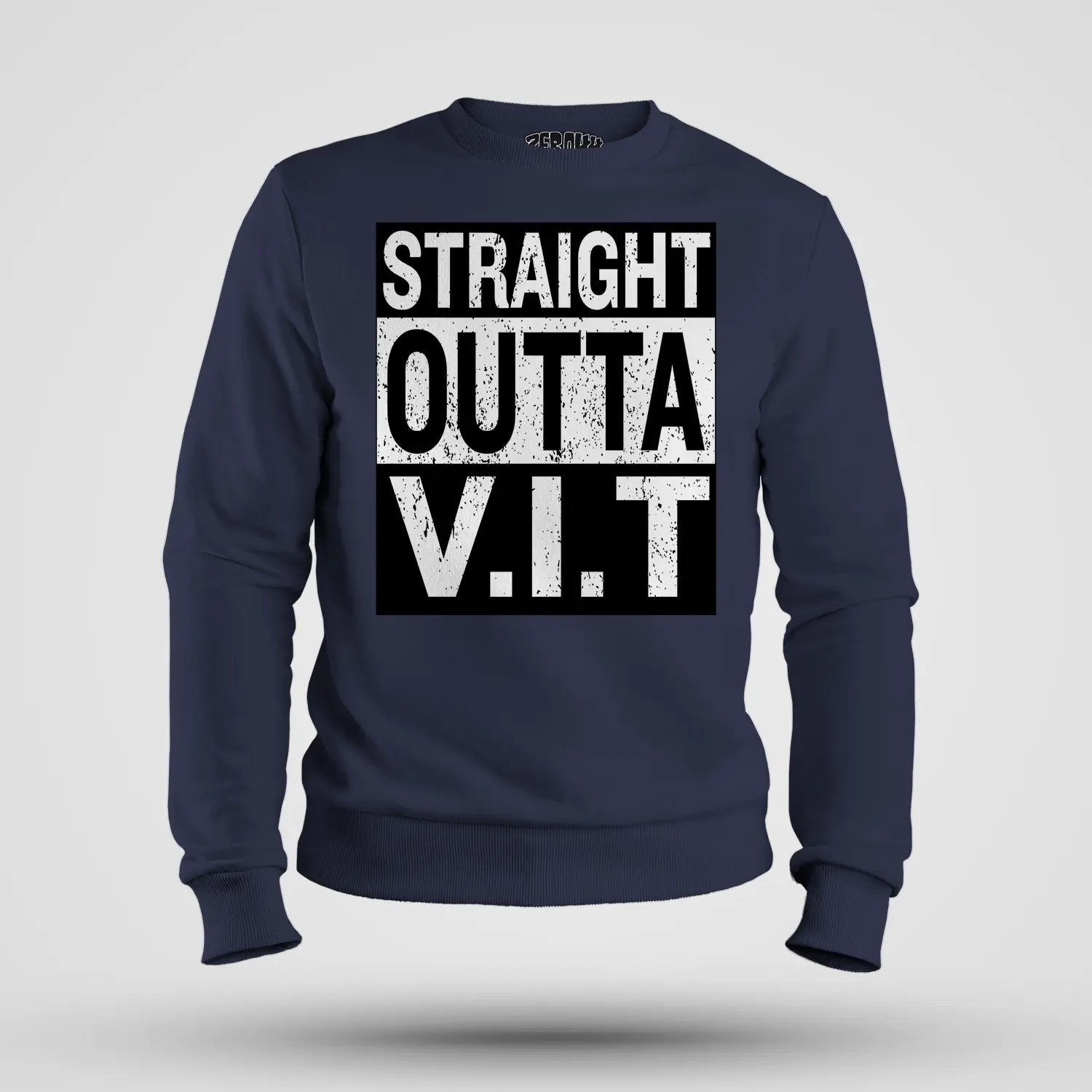Straight Outta Vit Men/Unisex Sweatshirt in Navy Blue Color