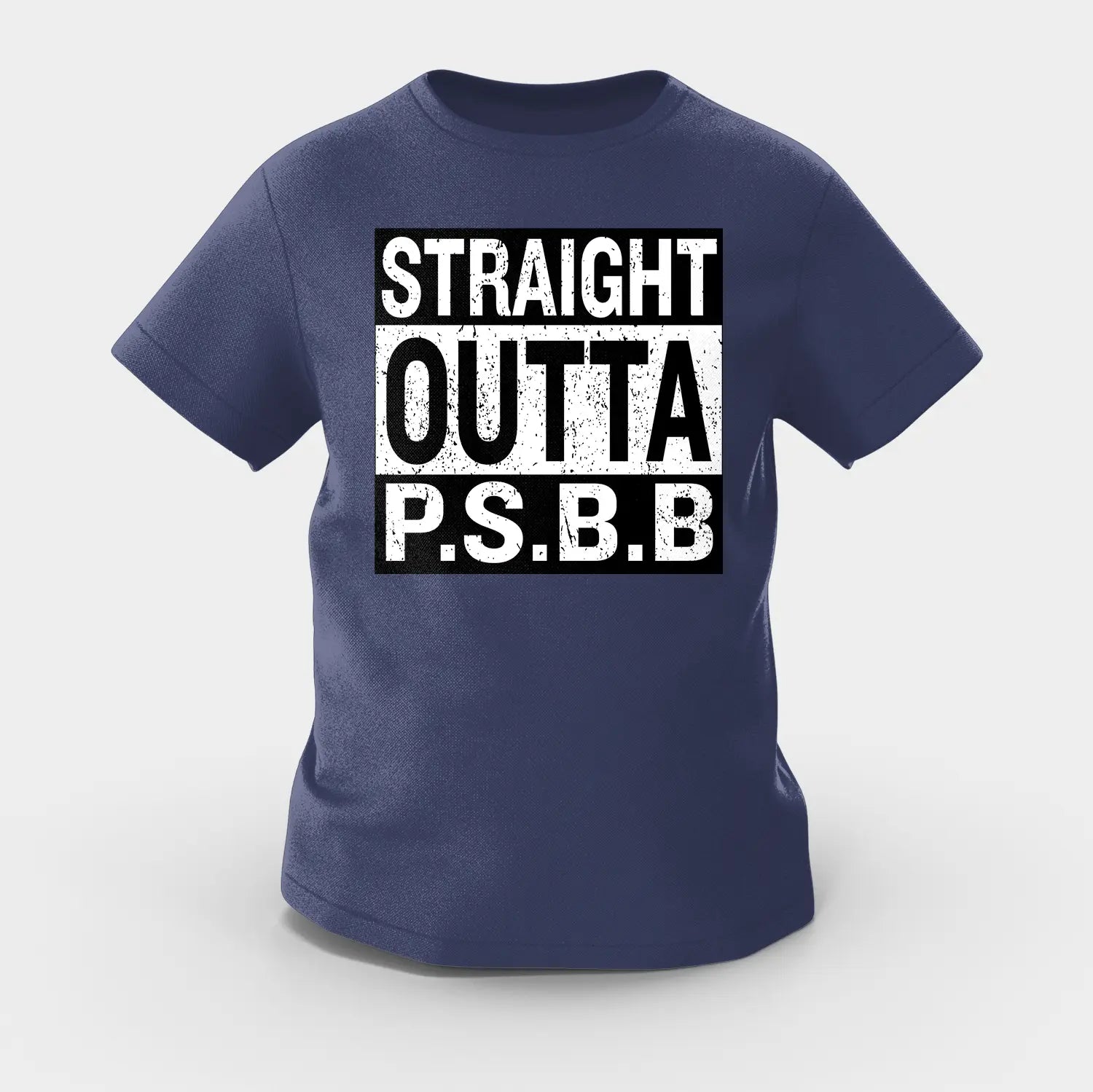 Straight Outta Psbb Girls Round Neck T-Shirt in Navy Blue Color