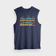 Ena Chinna Pulla Thanama Iruku Rascal Men/Unisex Tank Top in Navy Blue Color
