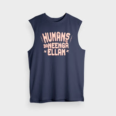 Humans Ah Da Neenga Ellam? Men/Unisex Tank Top in Navy Blue Color