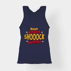 Naan Apudiye Shoooock Aayitten Women's Tank Top in Navy Blue Color