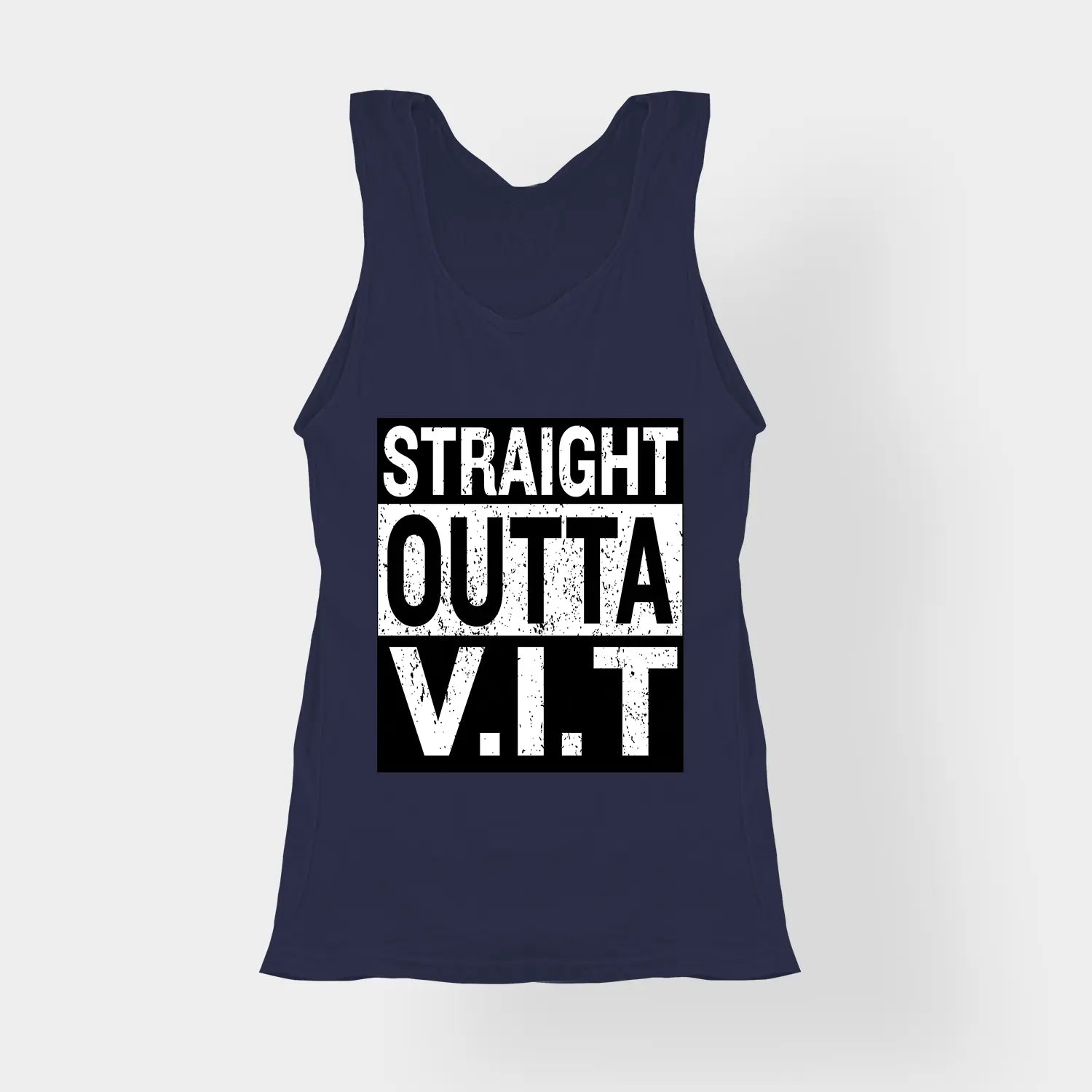 Straight Outta Vit Women's Tank Top in Navy Blue Color
