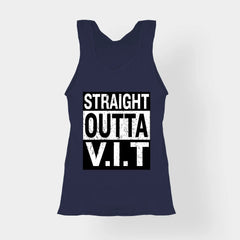 Straight Outta Vit Women's Tank Top in Navy Blue Color