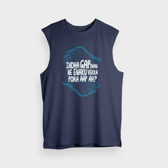 Indha Gap Dhan Ne Enaku Vekka Pora Aap Ah? Men/Unisex Tank Top in Navy Blue Color