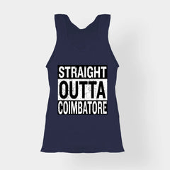 Straight Outta Coimbatore Women's Tank Top in Navy Blue Color
