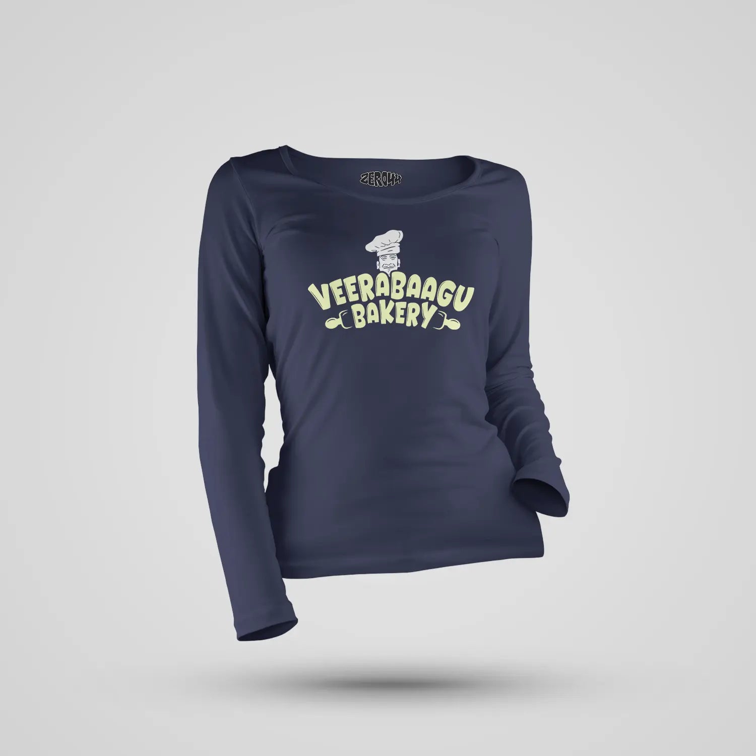 Veerabaagu Bakery Women's Long Sleeve T-Shirt in Navy Blue Color