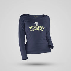 Veerabaagu Bakery Women's Long Sleeve T-Shirt in Navy Blue Color