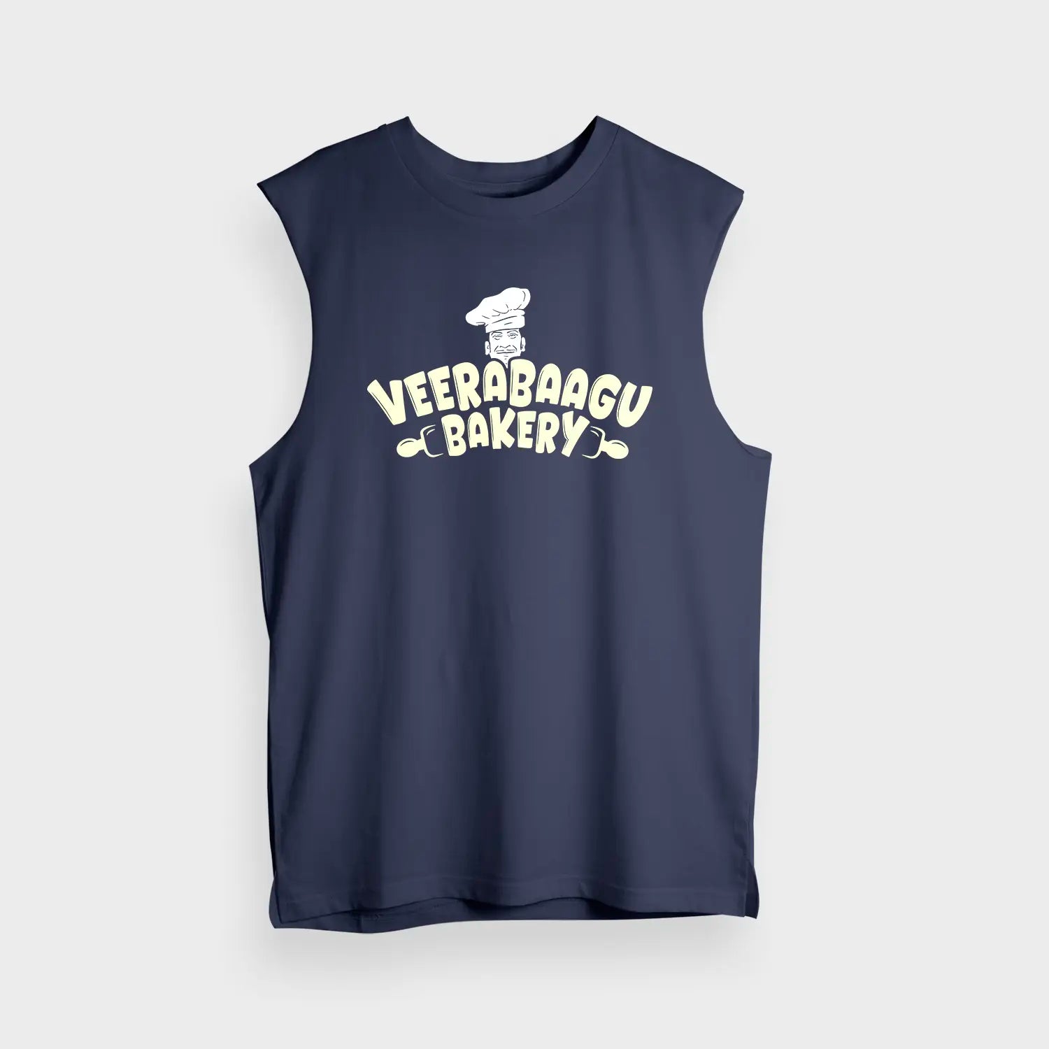 Veerabaagu Bakery Men/Unisex Tank Top in Navy Blue Color