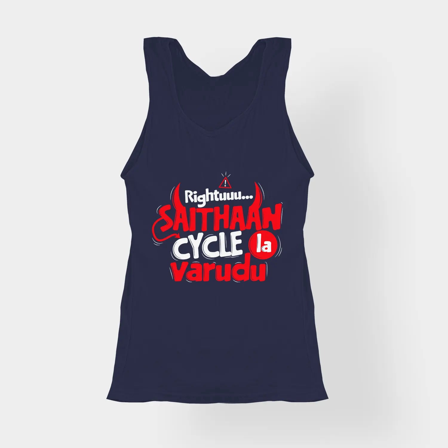 Rightuuu.. Saithaan Cycle La Varudhu Women's Tank Top in Navy Blue Color