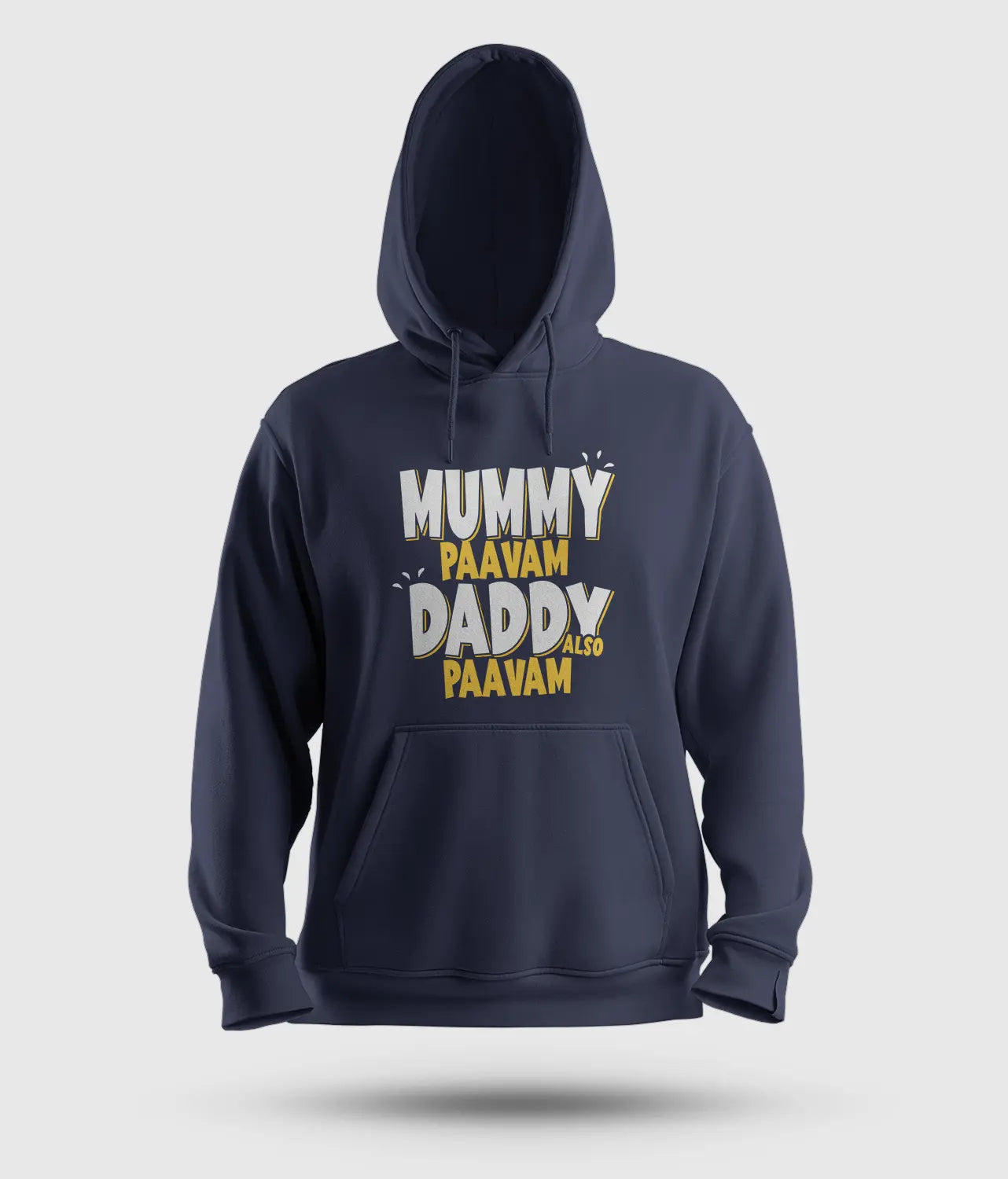 Mummy Paavam, Daddy Also Paavam Men/Unisex Hoodie in Navy Blue Color
