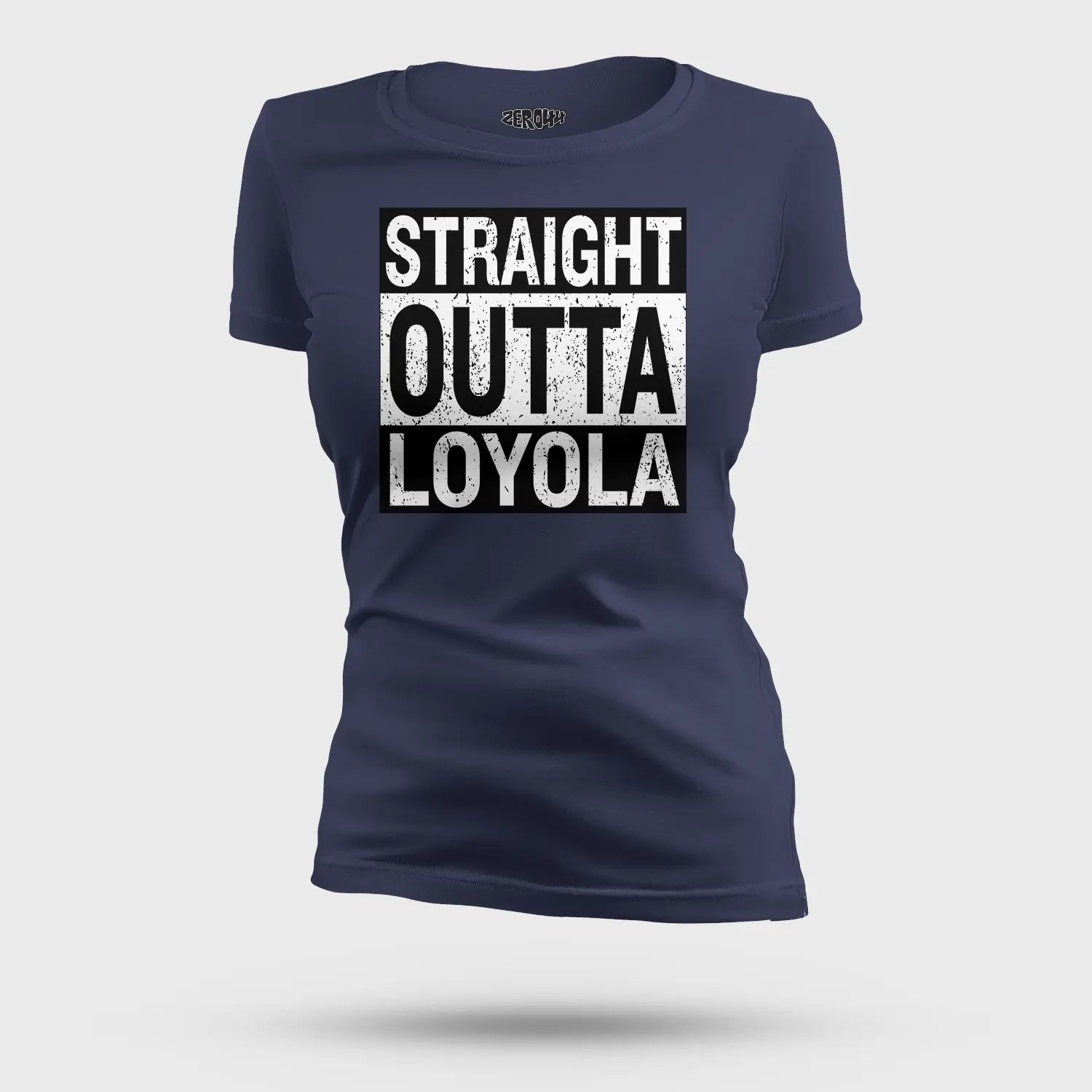 Straight Outta Loyola Women's T-Shirt in Navy Blue Color