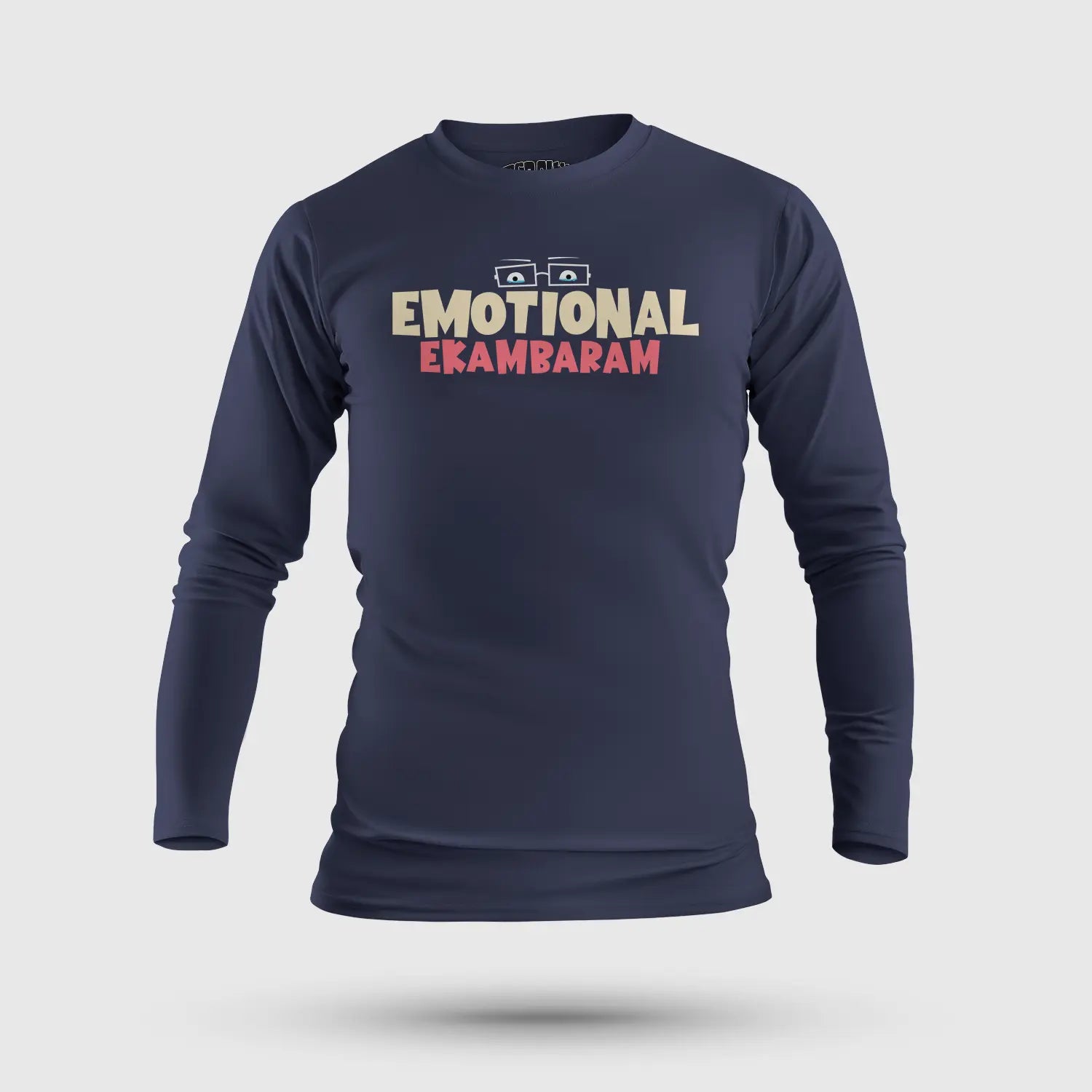 Emotional Ekambaram Men/Unisex Long Sleeve T-Shirt in Navy Blue Color