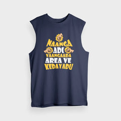 Naanga Adi Vaangada Area Ve Kedayadu Men/Unisex Tank Top in Navy Blue Color