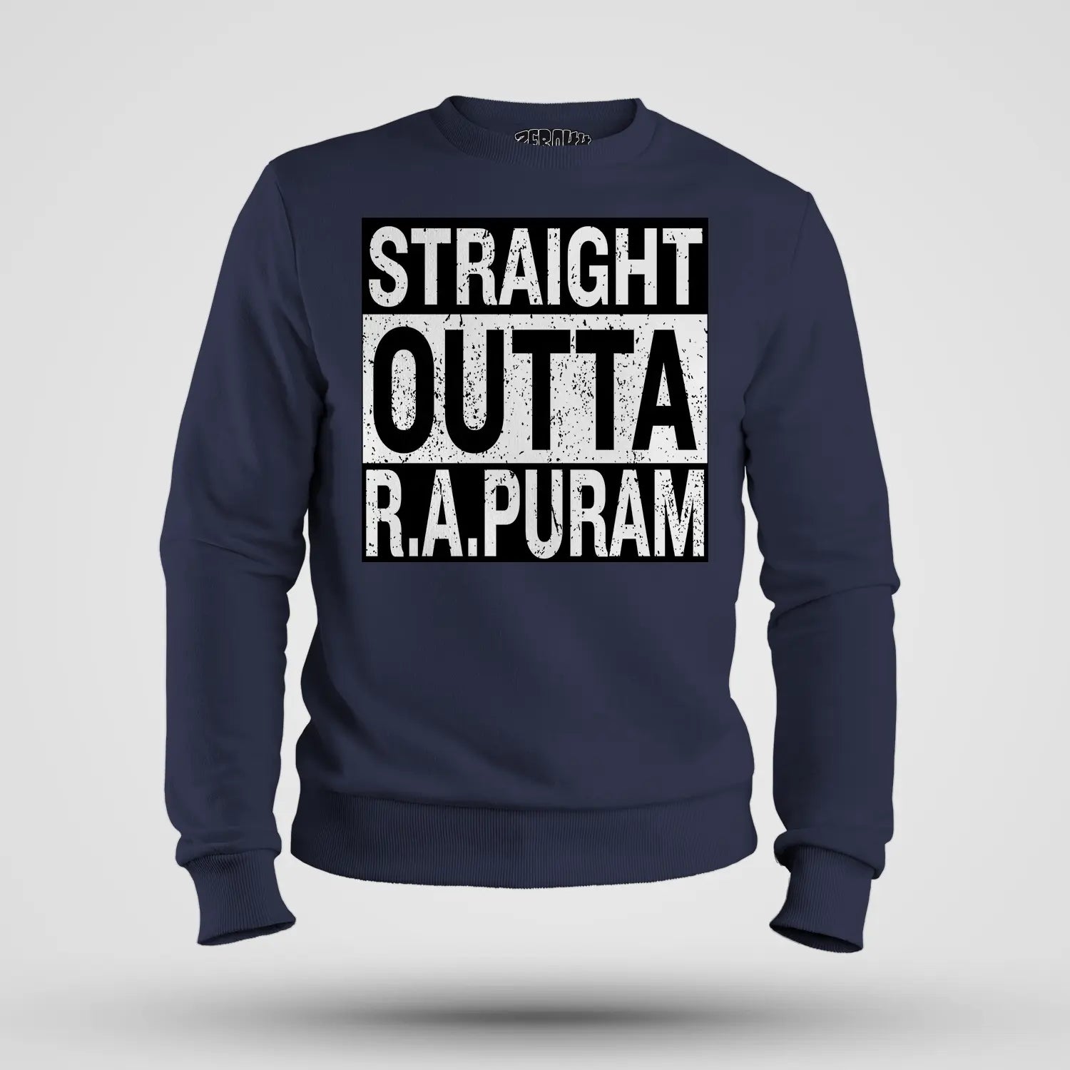 Straight Outta R.a Puram Men/Unisex Sweatshirt in Navy Blue Color