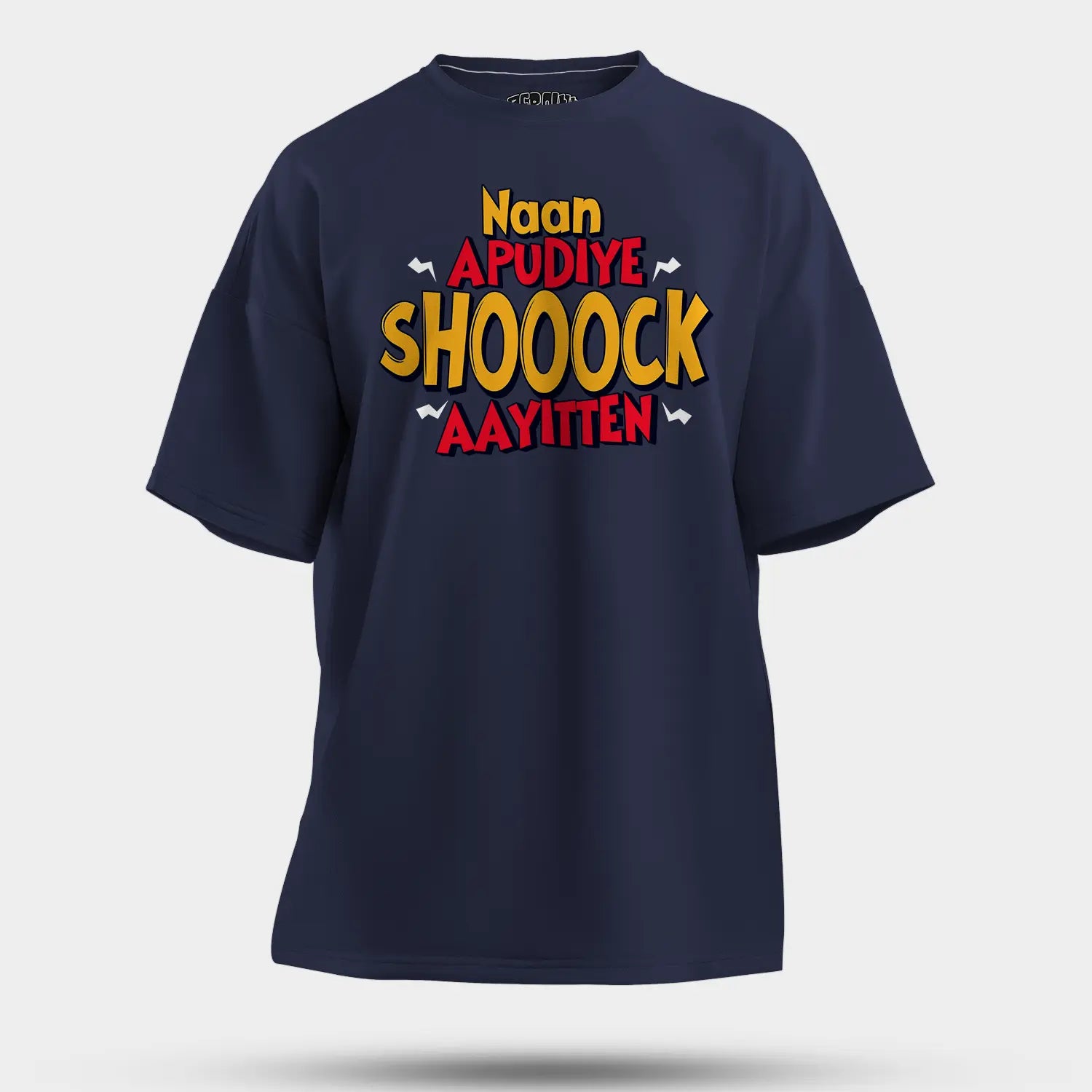 Naan Apudiye Shoooock Aayitten Men/Unisex Oversized T-Shirt in Navy Blue Color