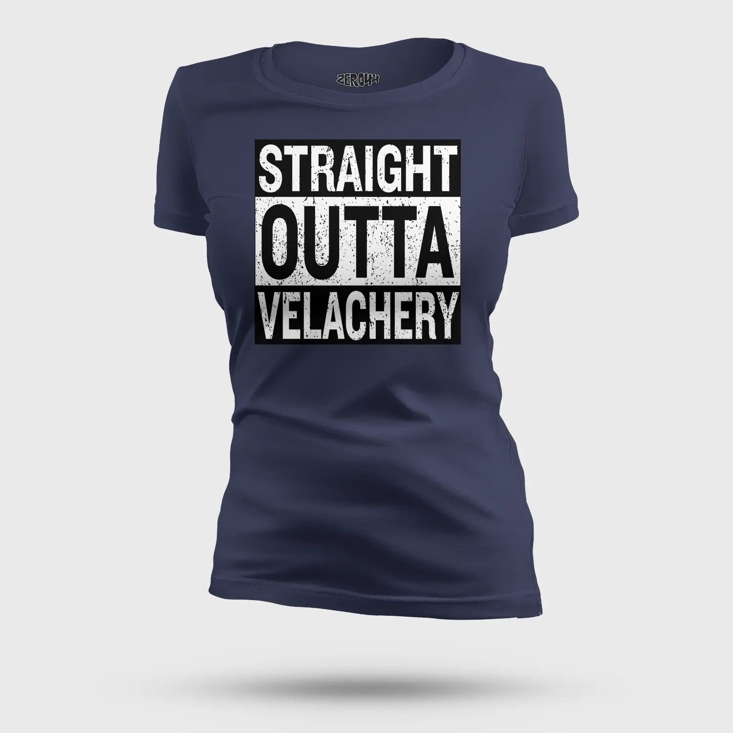 Straight Outta Velachery Women's T-Shirt in Navy Blue Color