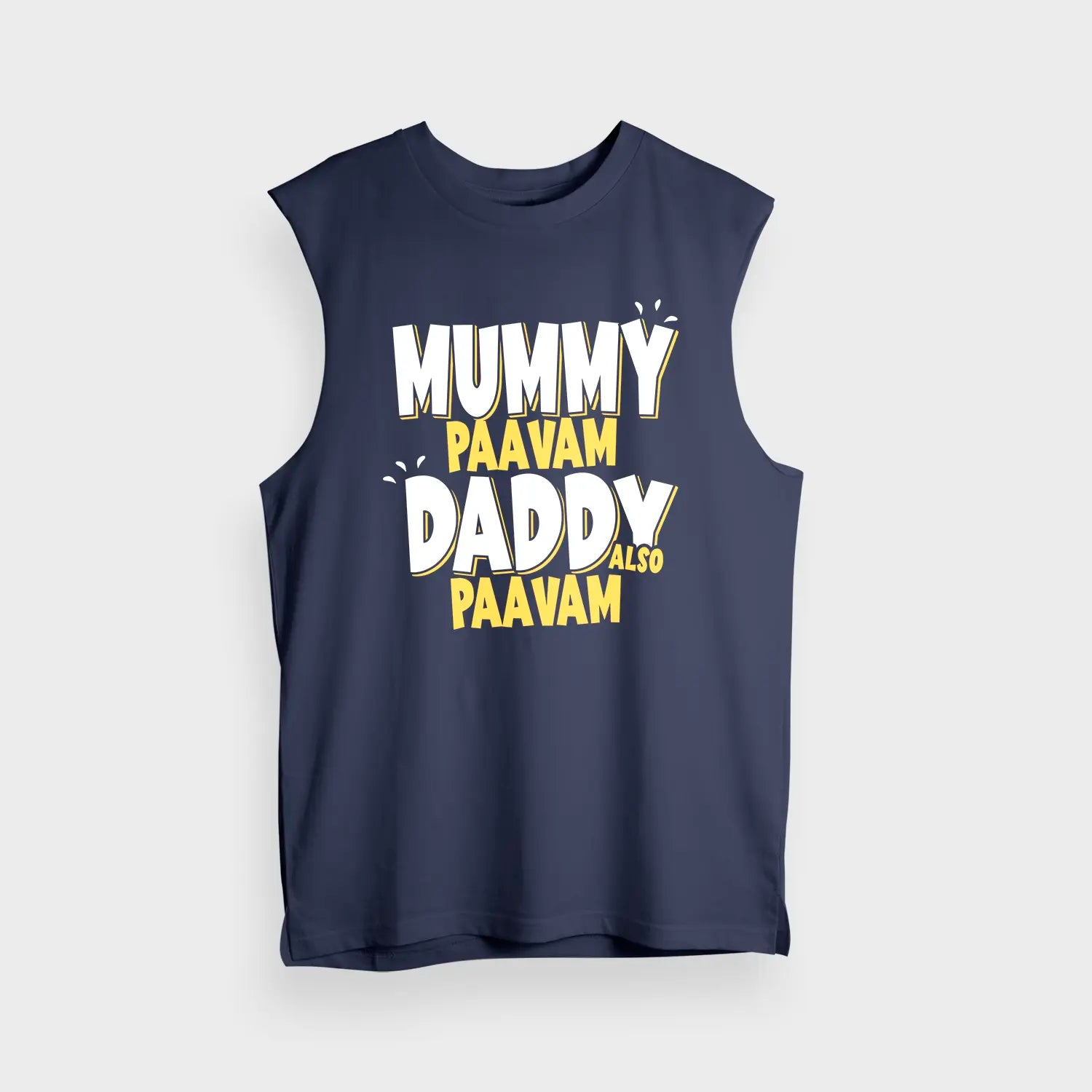 Mummy Paavam, Daddy Also Paavam Men/Unisex Tank Top in Navy Blue Color