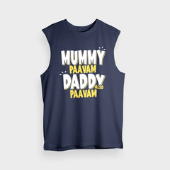Mummy Paavam, Daddy Also Paavam Men/Unisex Tank Top in Navy Blue Color