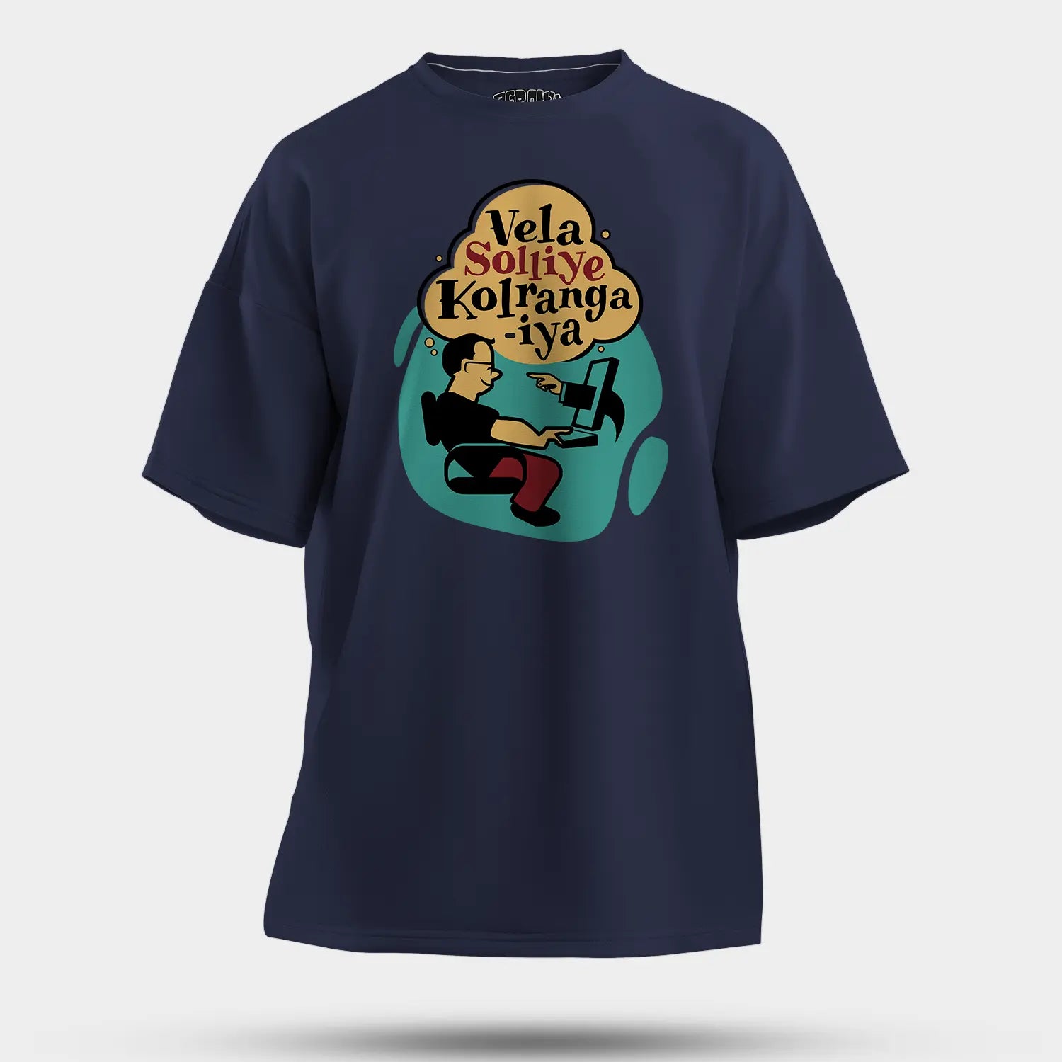 Vela Soliye Kolrangaiya Men/Unisex Oversized T-Shirt in Navy Blue Color