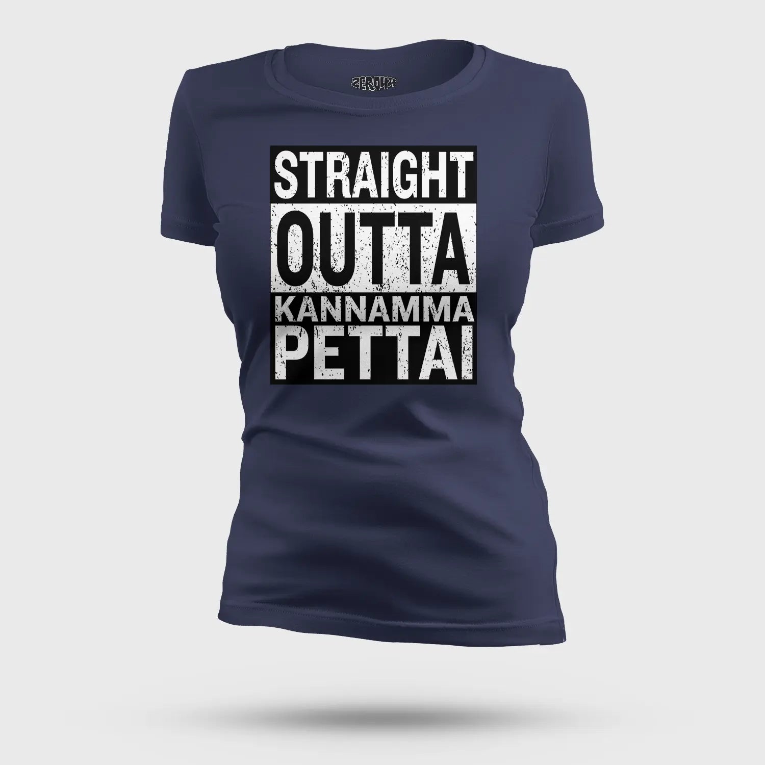 Straight Outta Kannamma Pettai Women's T-Shirt in Navy Blue Color