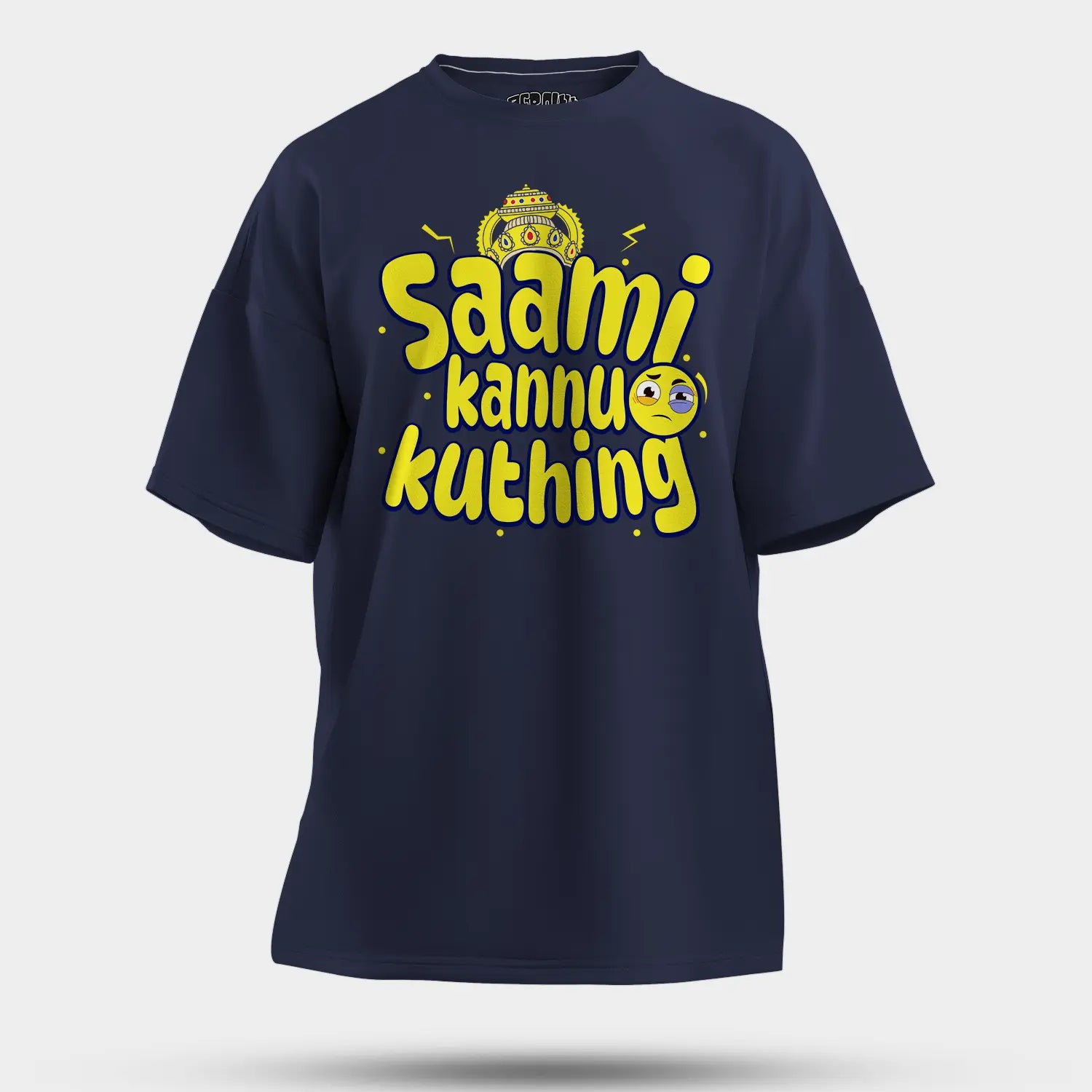 Saami Kannu Kuthing Men/Unisex Oversized T-Shirt in Navy Blue Color