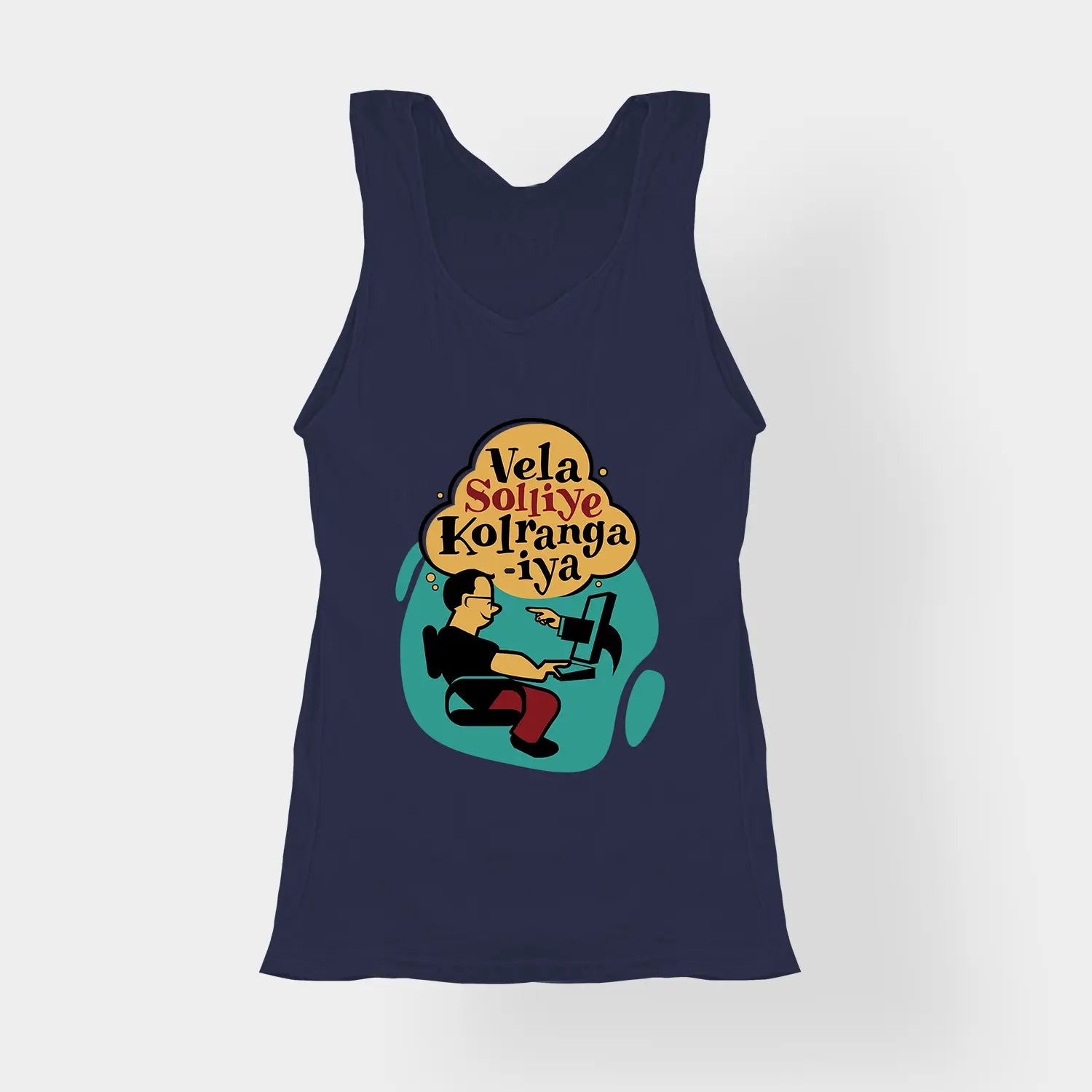 Vela Soliye Kolrangaiya Women's Tank Top in Navy Blue Color