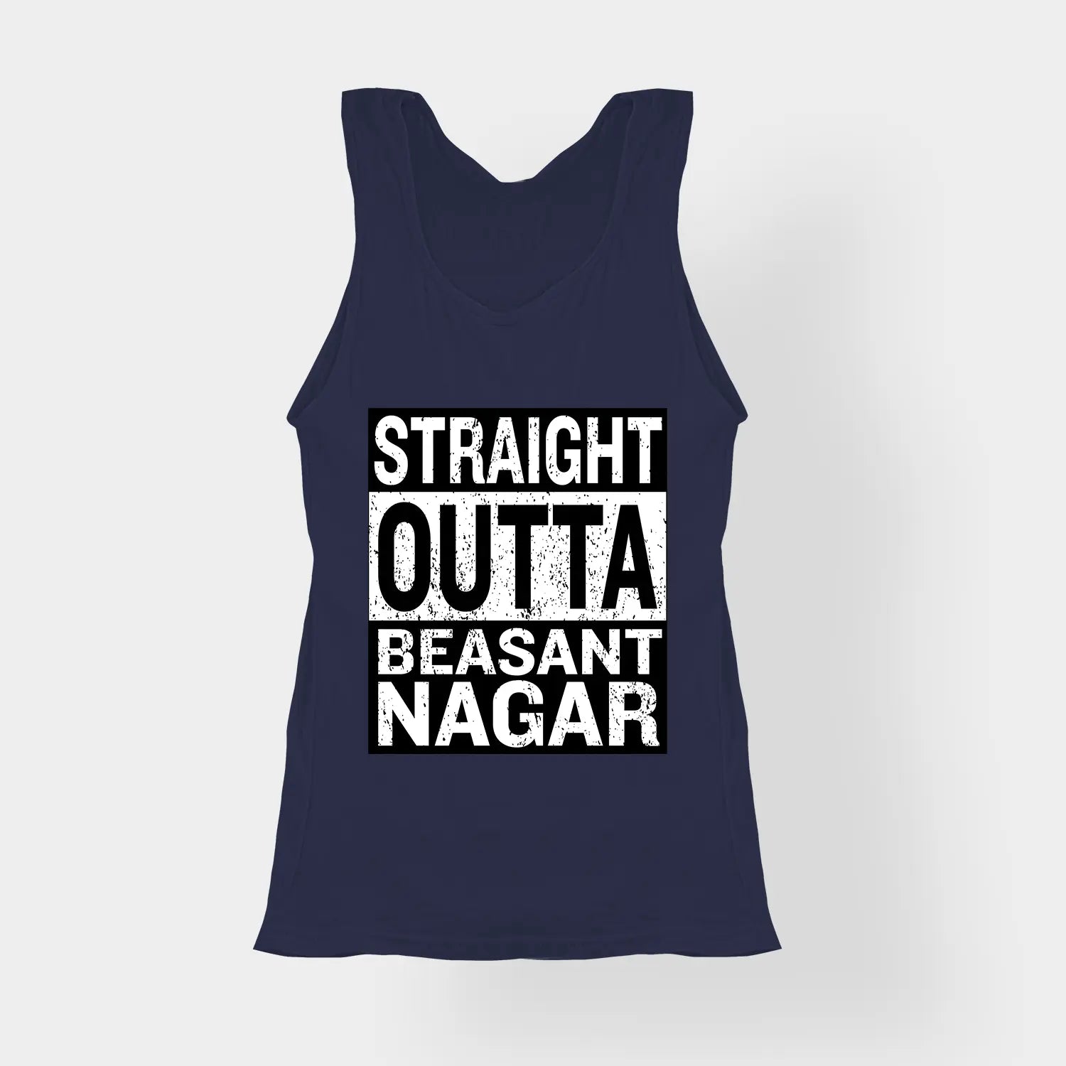 Straight Outta Beasant Nagar Women's Tank Top in Navy Blue Color