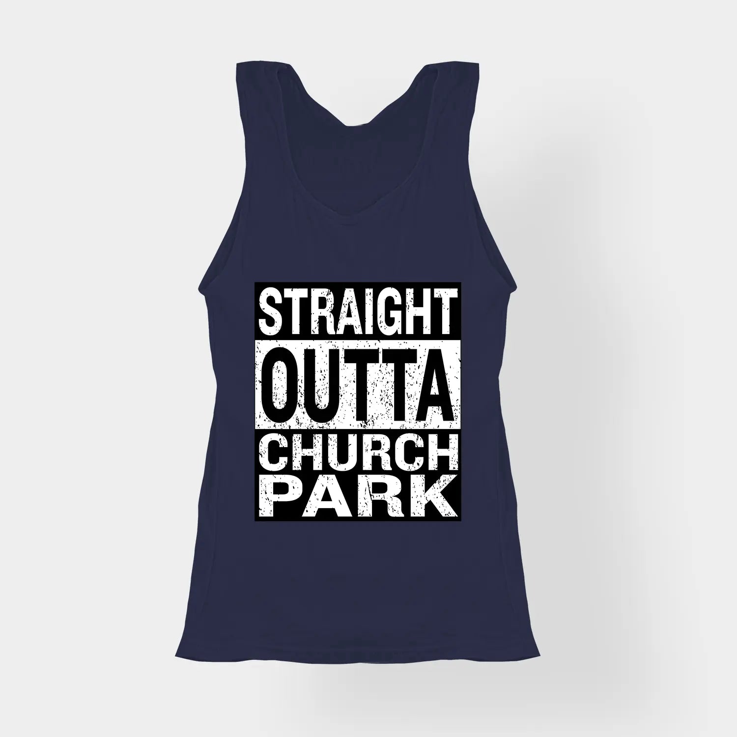 Straight Outta Church Park Women's Tank Top in Navy Blue Color