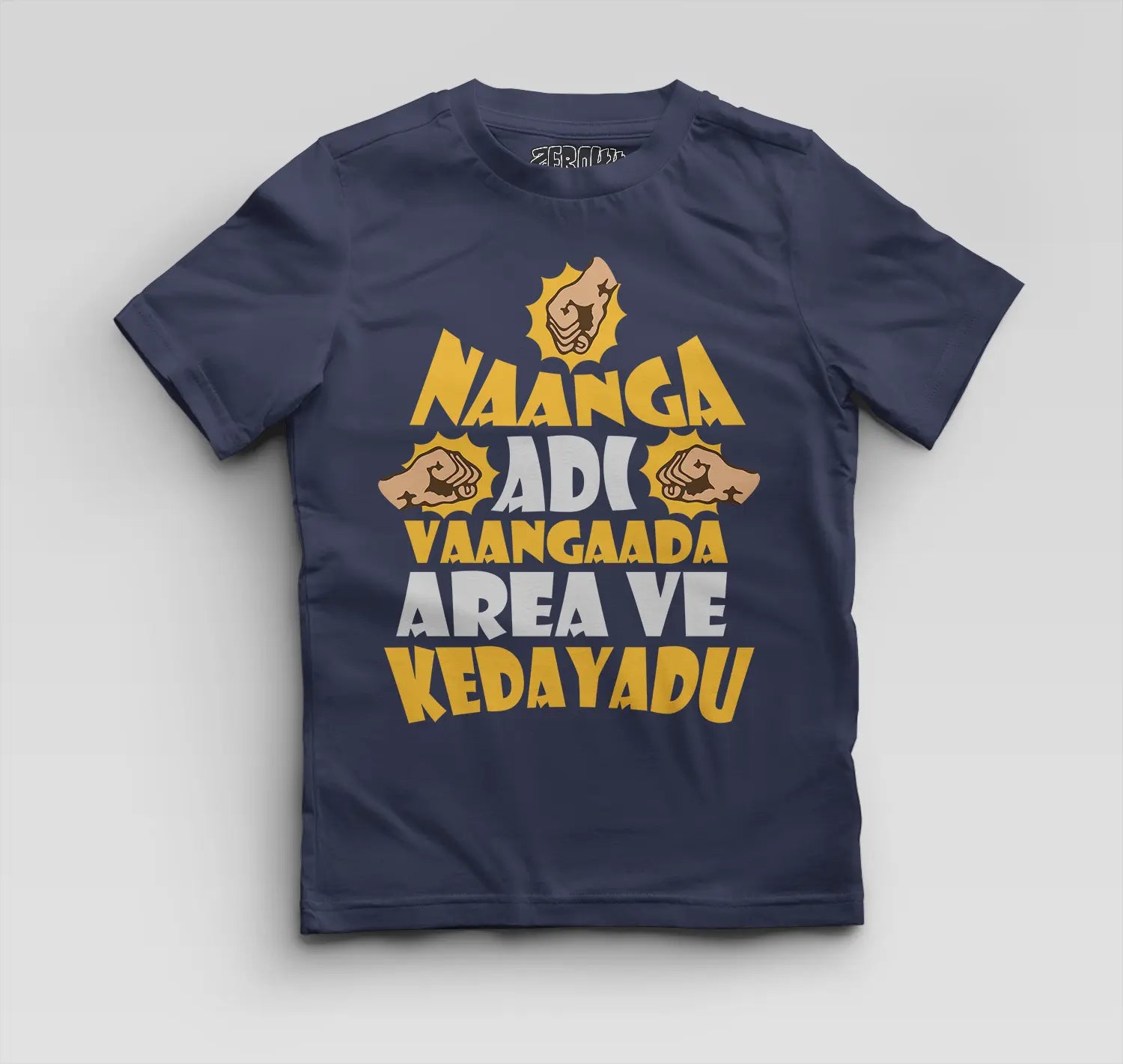 Naanga Adi Vaangada Area Ve Kedayadu Boys Round Neck T-Shirt in Navy Blue Color