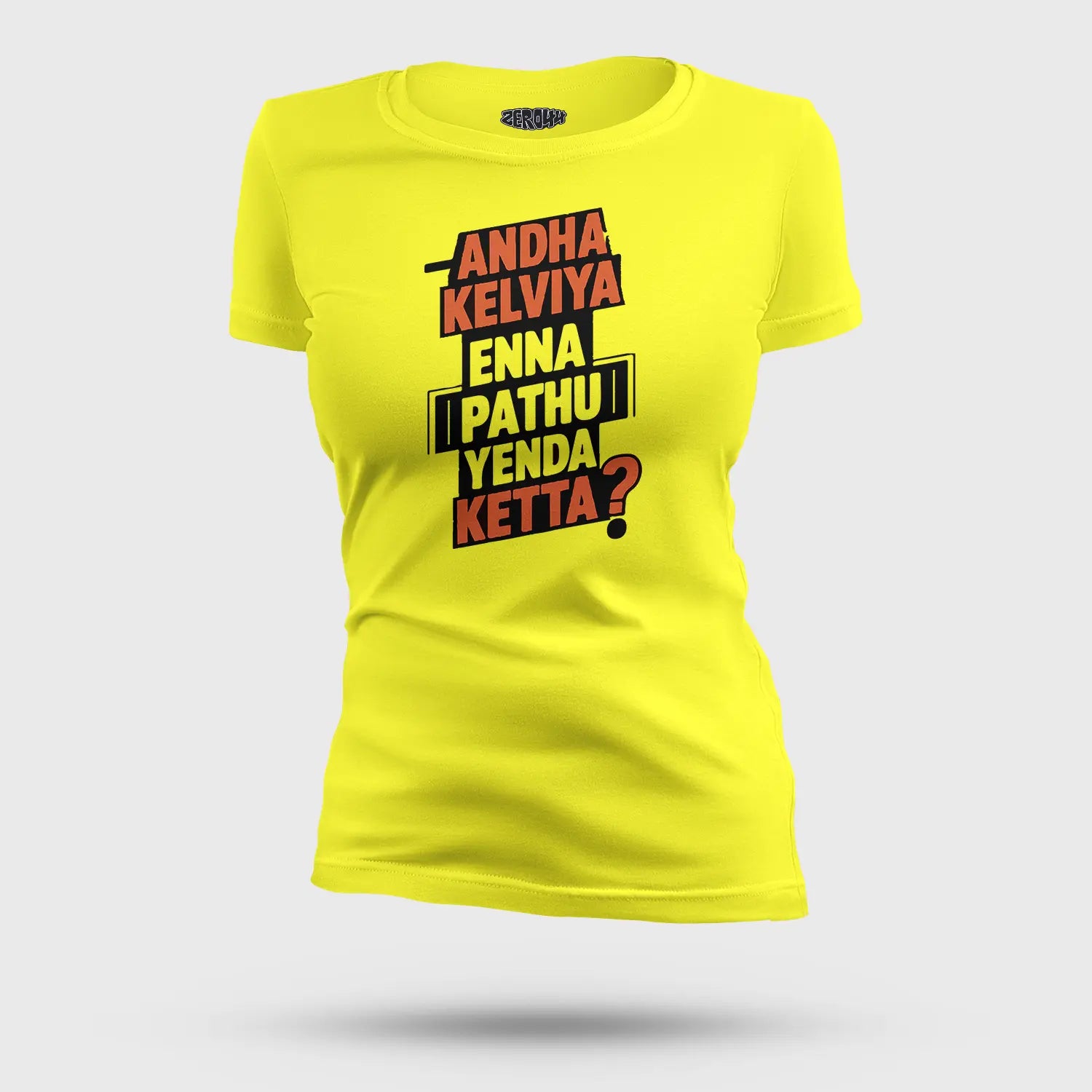 Andha Kelviya Enna Pathu Yenda Ketta Women's T-Shirt in New Yellow Color