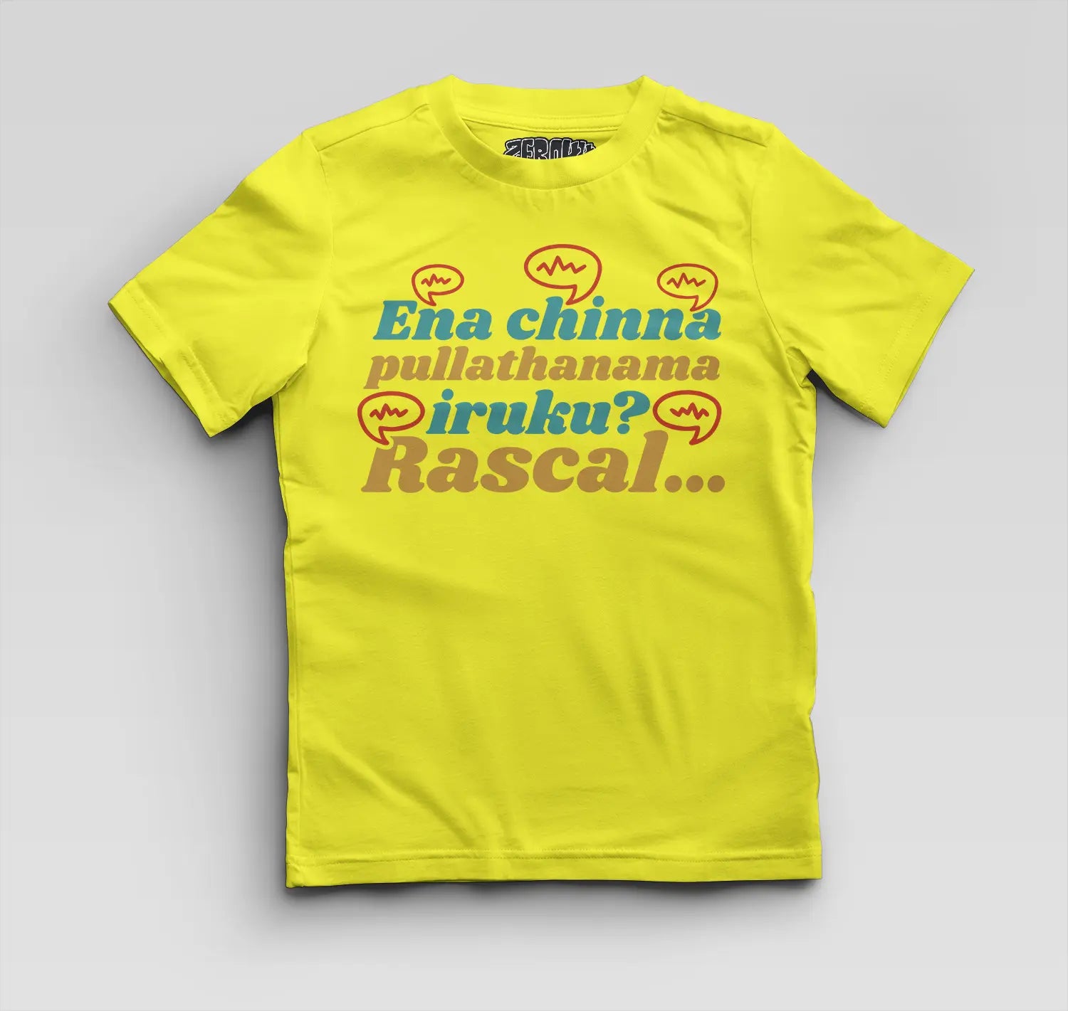 Ena Chinna Pulla Thanama Iruku Rascal Boys Round Neck T-Shirt in New Yellow Color