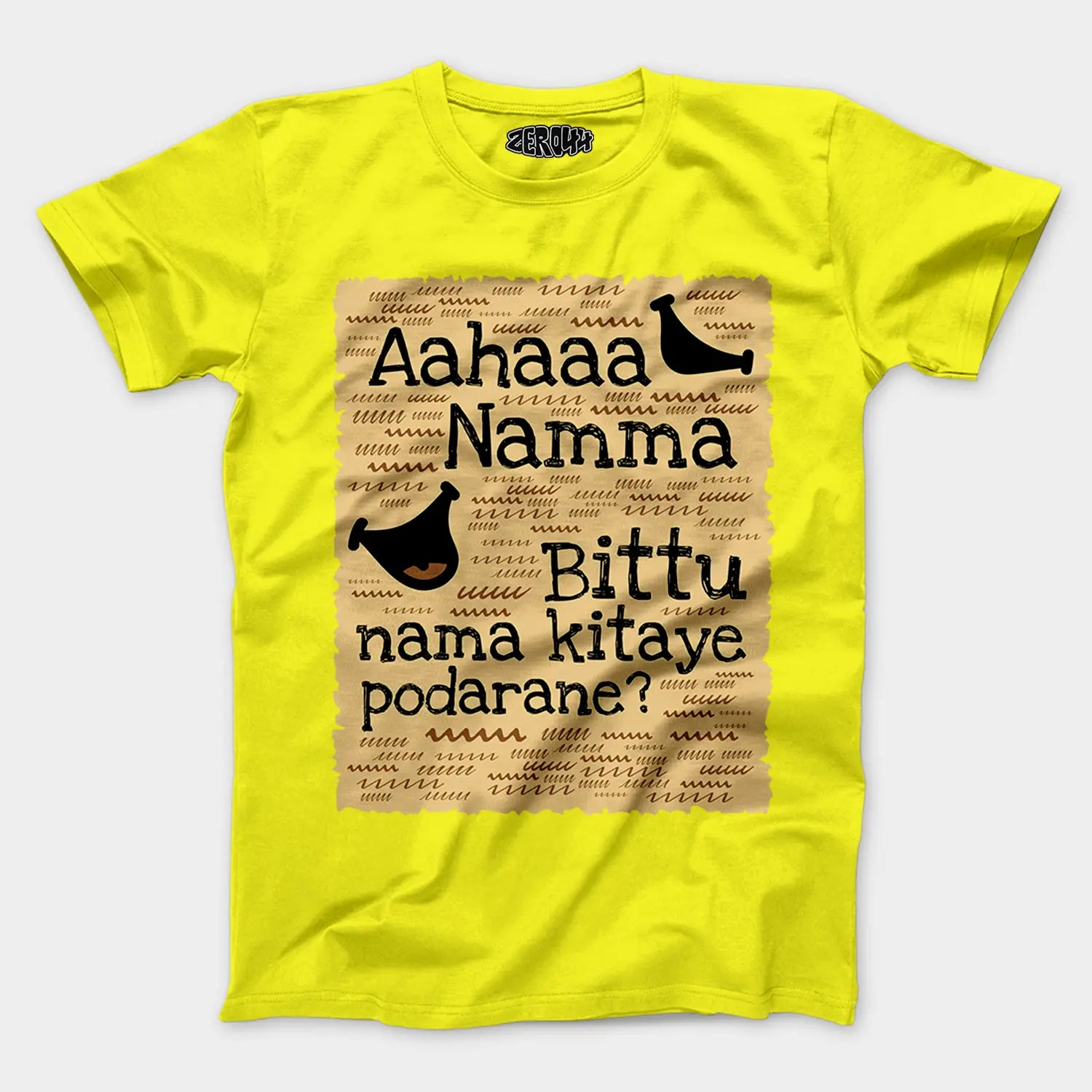Aahaaa Namma Bittu Nama Kitaye Podarane Men/Unisex T-Shirt in New Yellow Color