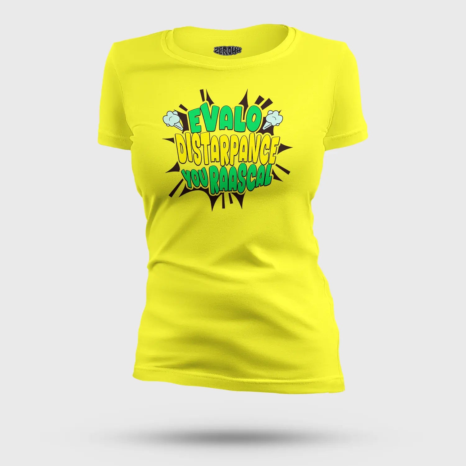 Evalo Distarpance You Raascal Women's T-Shirt in New Yellow Color