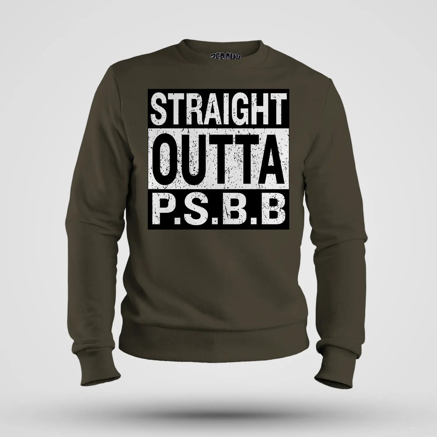 Straight Outta Psbb Men/Unisex Sweatshirt in Olive Green Color
