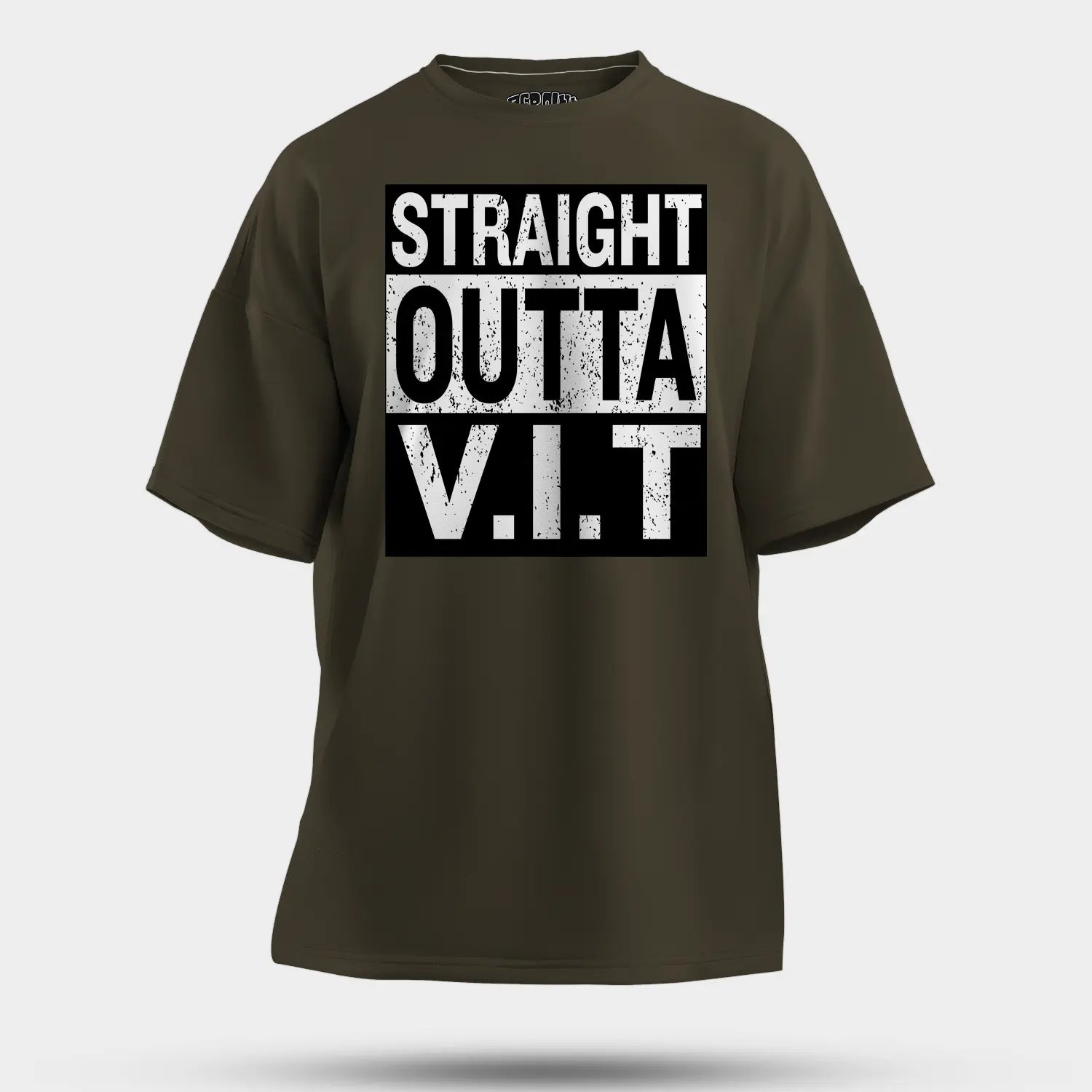 Straight Outta Vit Men/Unisex Oversized T-Shirt in Olive Green Color