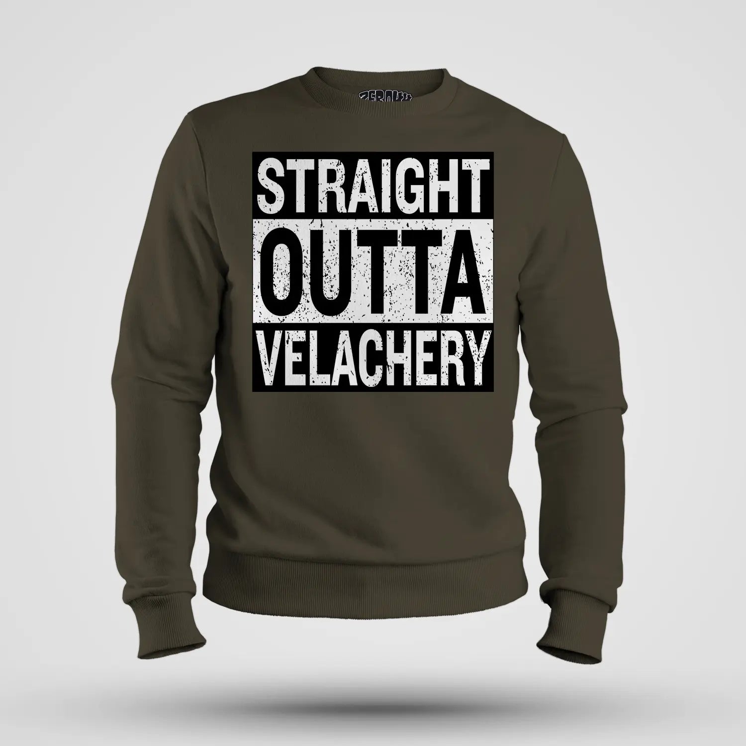 Straight Outta Velachery Men/Unisex Sweatshirt in Olive Green Color