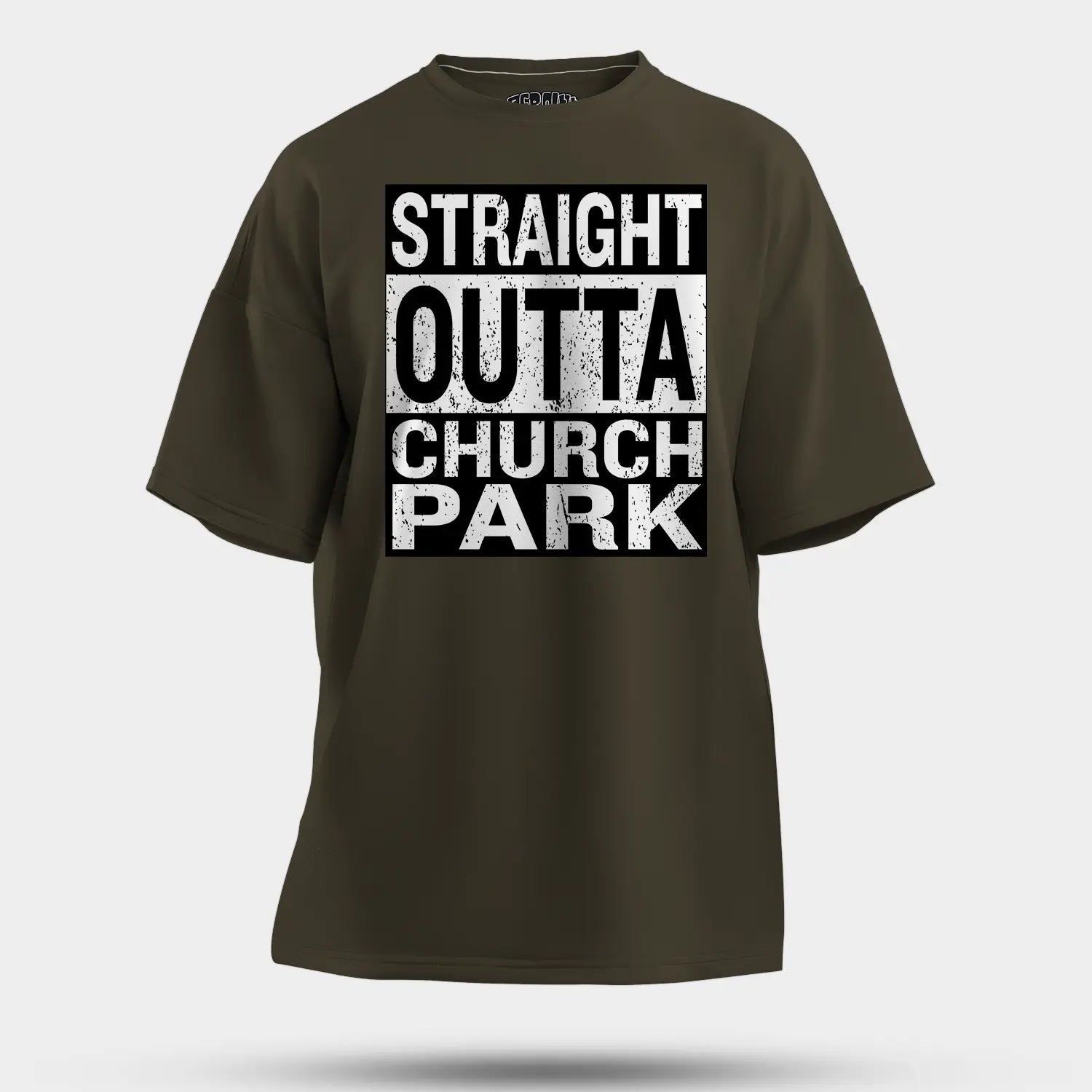 Straight Outta Church Park Men/Unisex Oversized T-Shirt in Olive Green Color