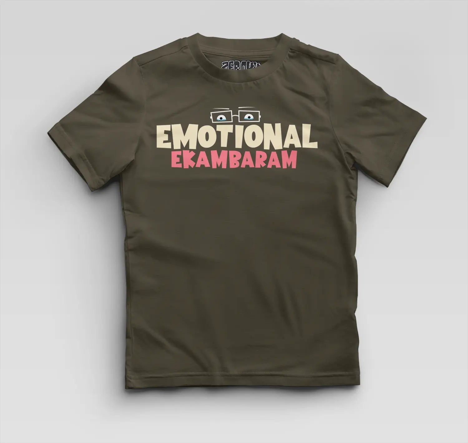 Emotional Ekambaram Boys Round Neck T-Shirt in Olive Green Color
