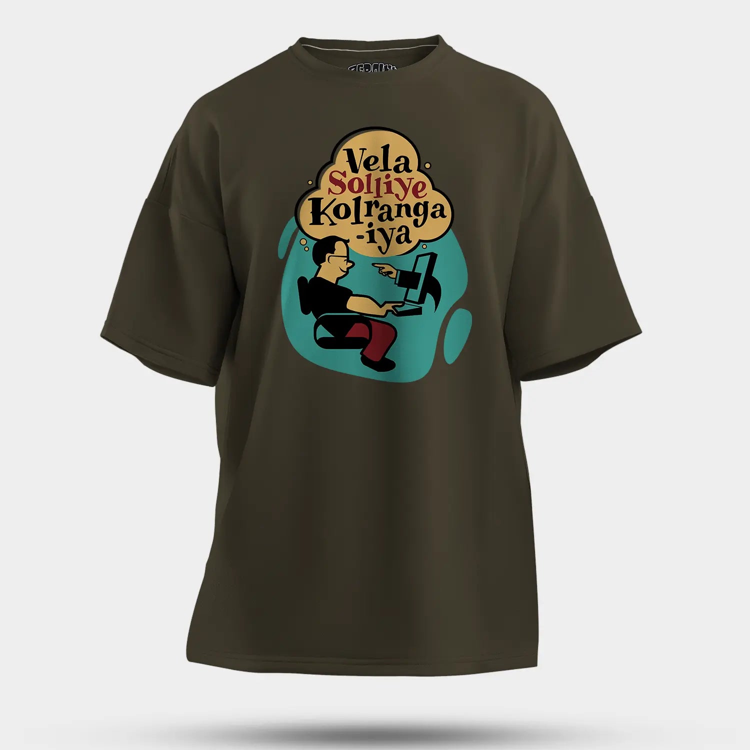 Vela Soliye Kolrangaiya Men/Unisex Oversized T-Shirt in Olive Green Color