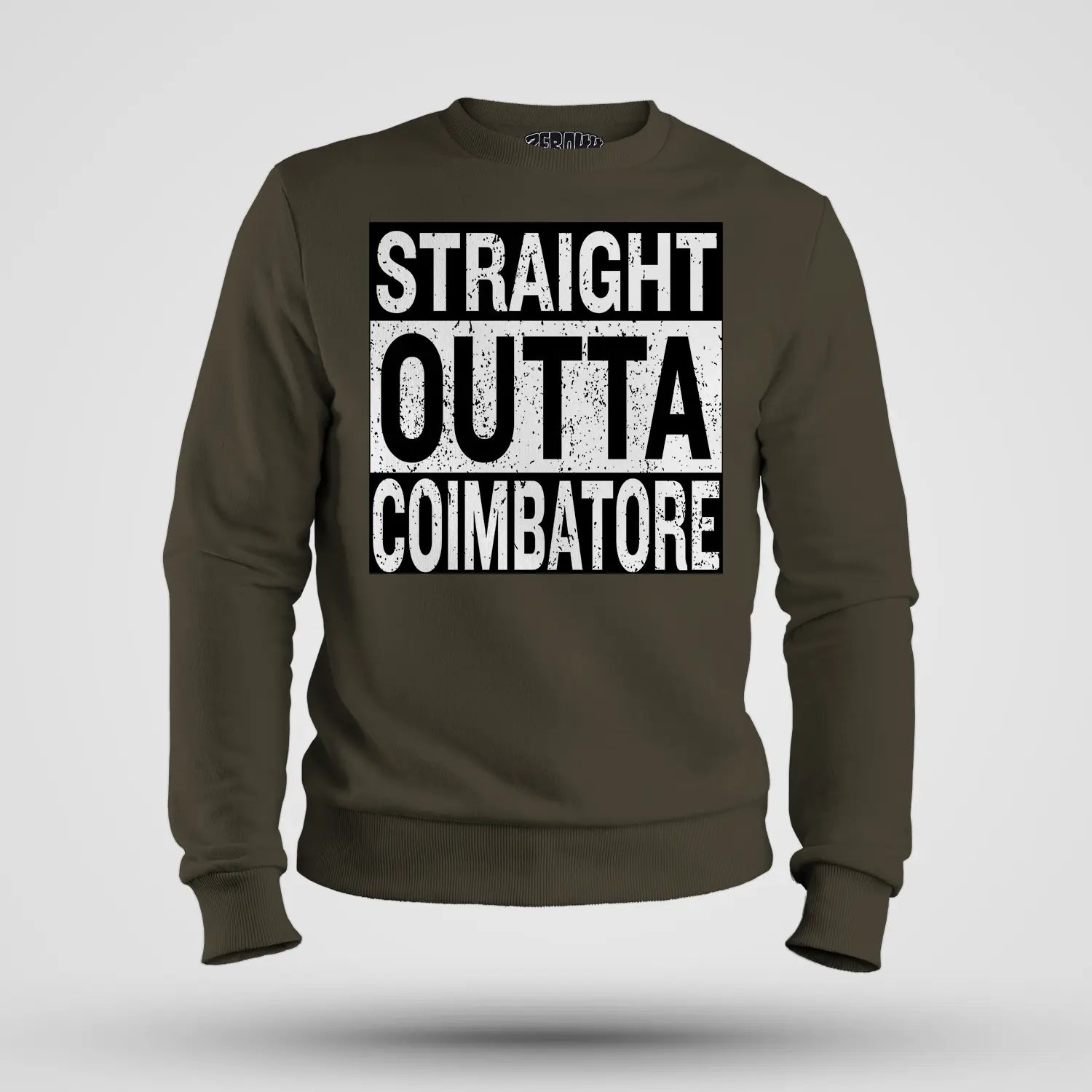 Straight Outta Coimbatore Men/Unisex Sweatshirt in Olive Green Color
