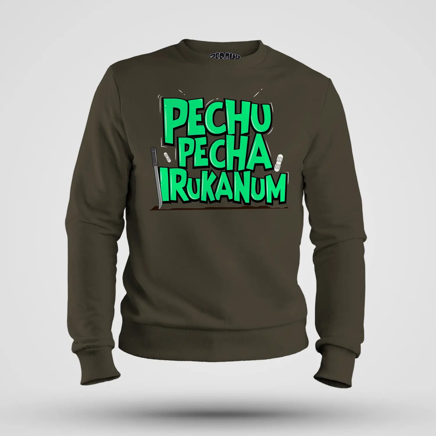 Pechu Pecha Irrukanum Men/Unisex Sweatshirt in Olive Green Color