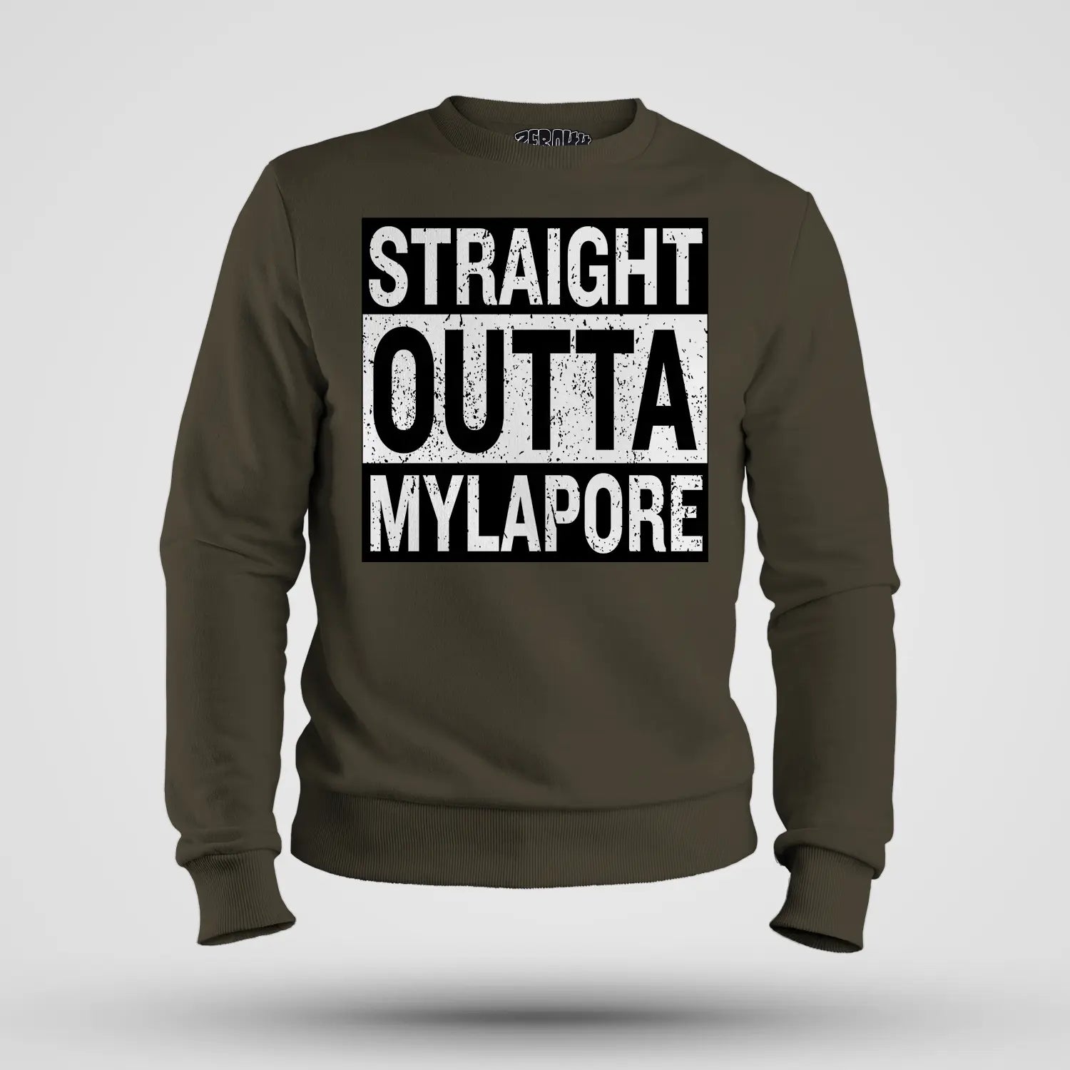 Straight Outta Mylapore Men/Unisex Sweatshirt in Olive Green Color