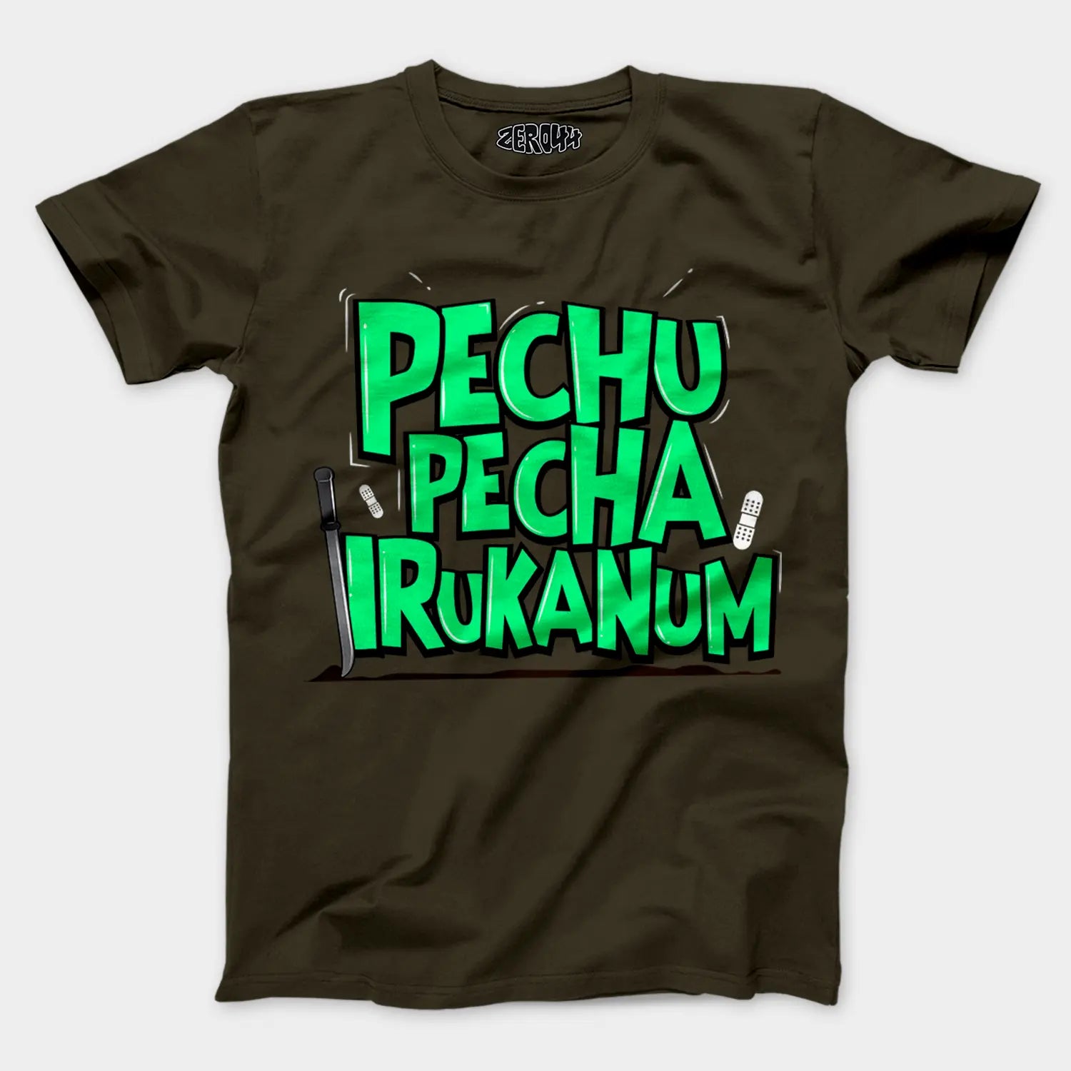 Pechu Pecha Irrukanum Men/Unisex T-Shirt in Olive Green Color
